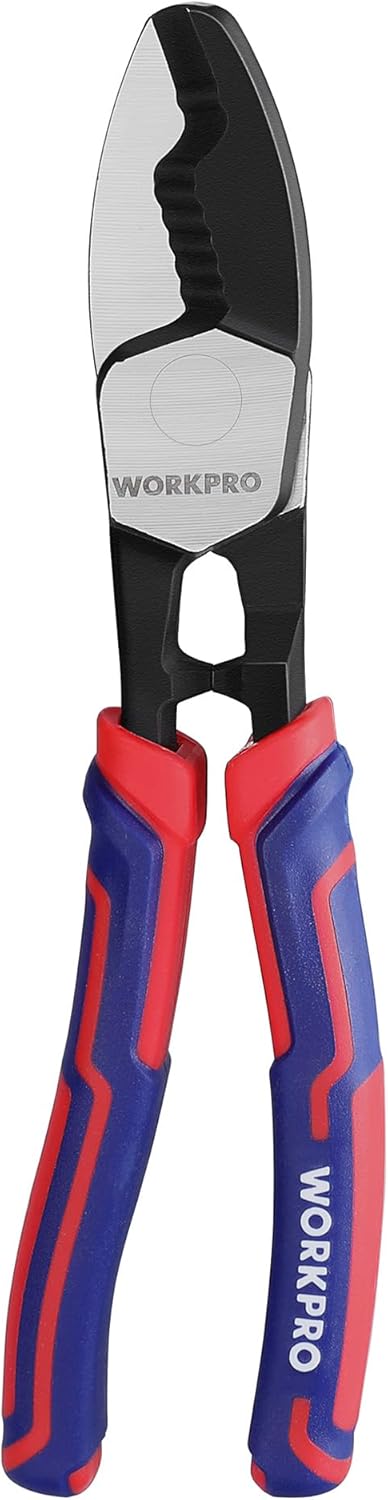 WORKPRO 8 Inch Cable Cutter with Twin Cutting Edge, Heavy Duty Wire Cutters with Anti-Slip Beveled Edge Up to 3/16", Cable Clippers for Aluminum, Copper, Wire, and Communications Cable - Image 8