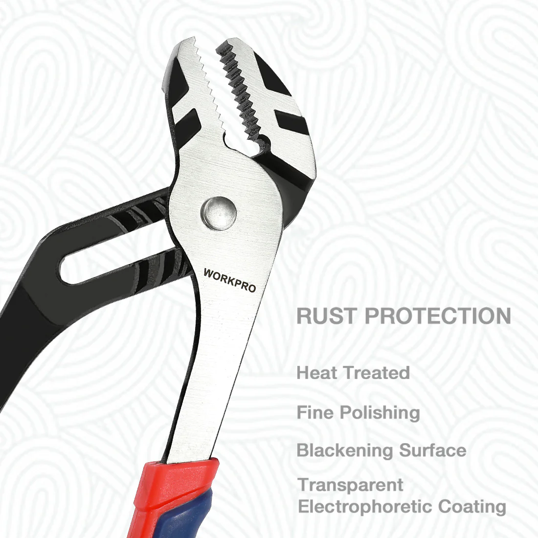 WORKPRO 8-Inch Groove Joint Pliers, Adjustable Water Pump Pliers in CRV Steel for Home Repair, Gripping, Nuts, Bolts, Pipe & Fittings - Image 2