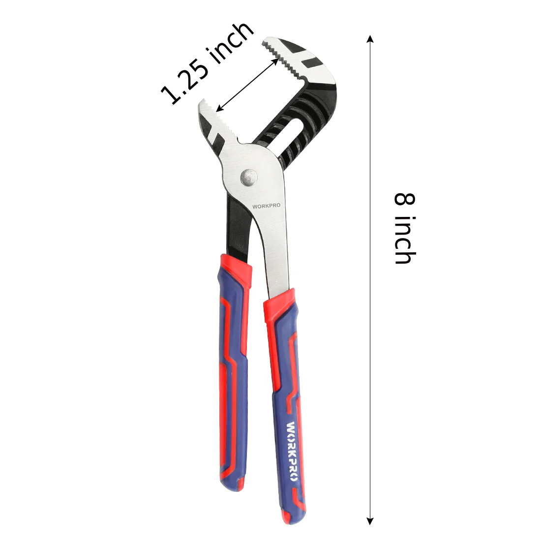 WORKPRO 8-Inch Groove Joint Pliers, Adjustable Water Pump Pliers in CRV Steel for Home Repair, Gripping, Nuts, Bolts, Pipe & Fittings - Image 3