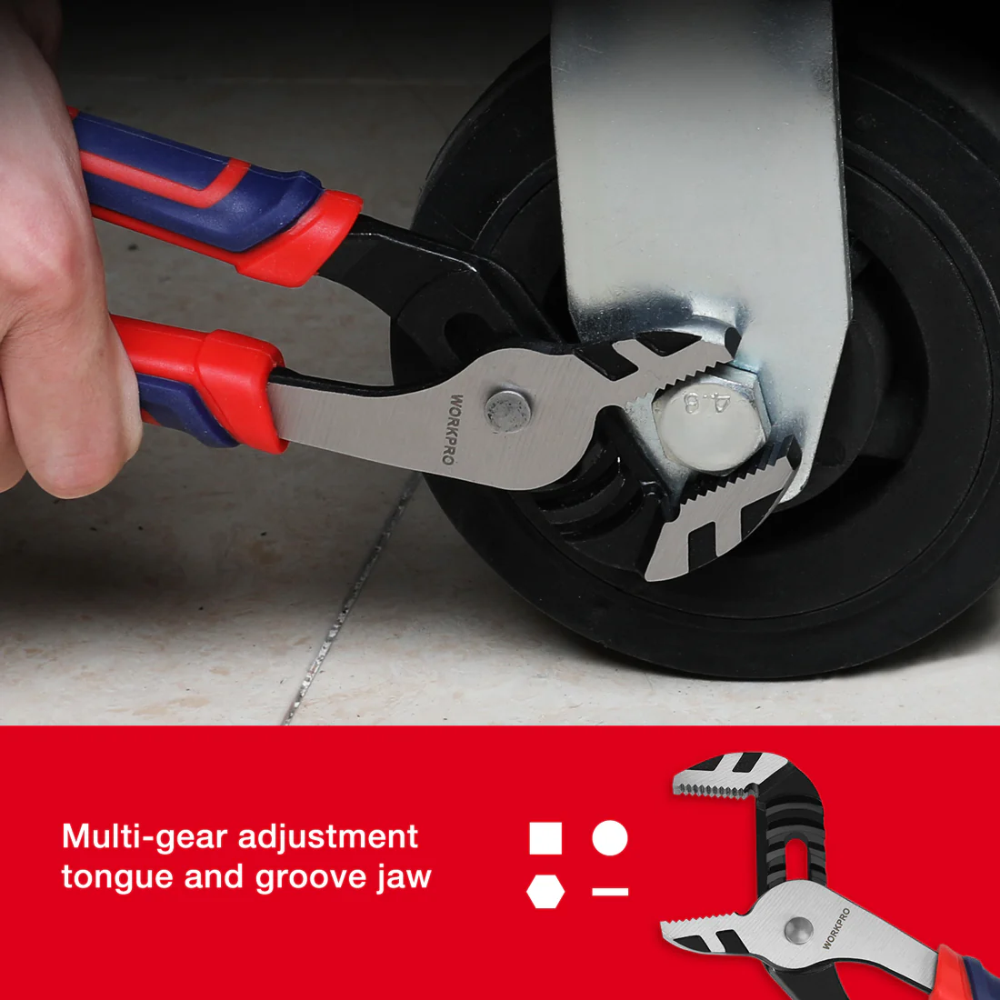 WORKPRO 8-Inch Groove Joint Pliers, Adjustable Water Pump Pliers in CRV Steel for Home Repair, Gripping, Nuts, Bolts, Pipe & Fittings - Image 6