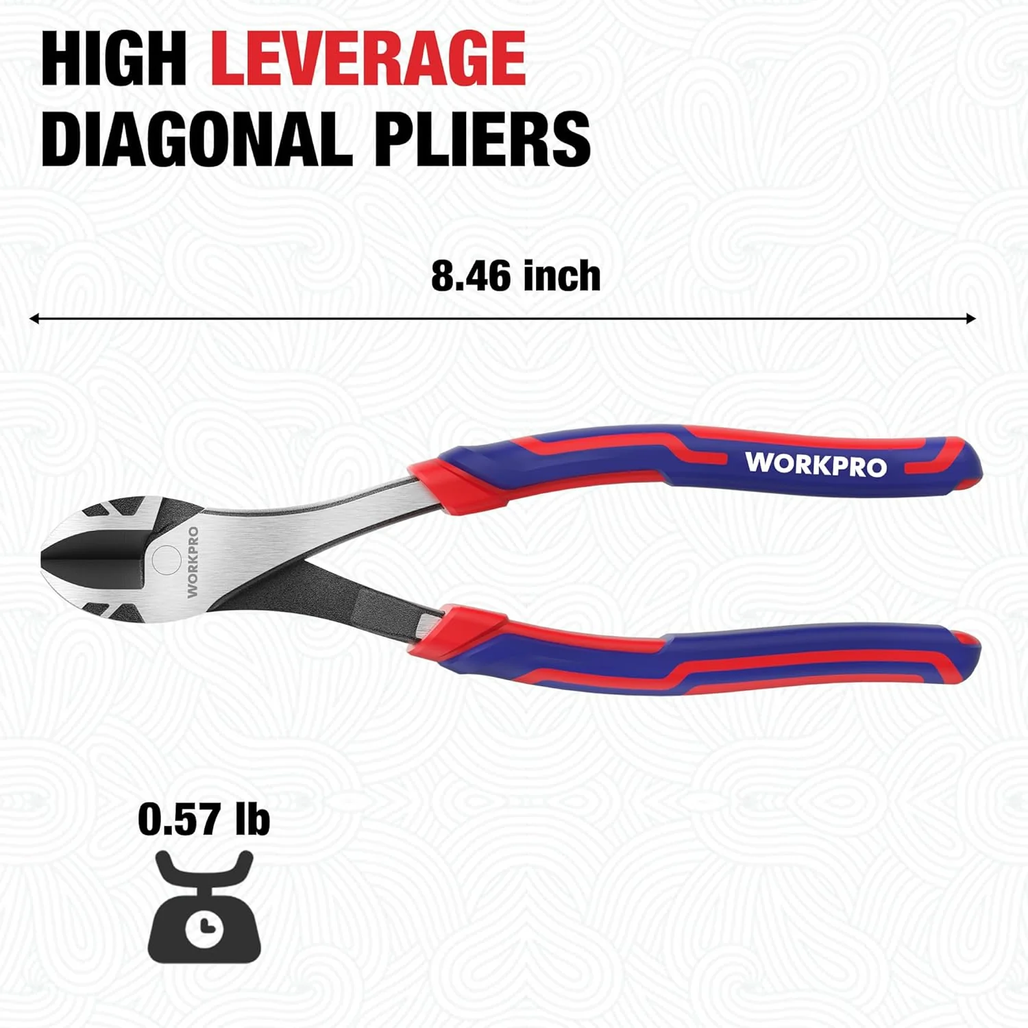 WORKPRO 8 Inch High Leverage Diagonal Pliers, CRV Steel & Anti-Slip Handle | Heavy Duty Wire Cutters / Diagonal Cutters for Cutting Copper, Brass, Iron, Aluminum & Steel Wires - Image 2