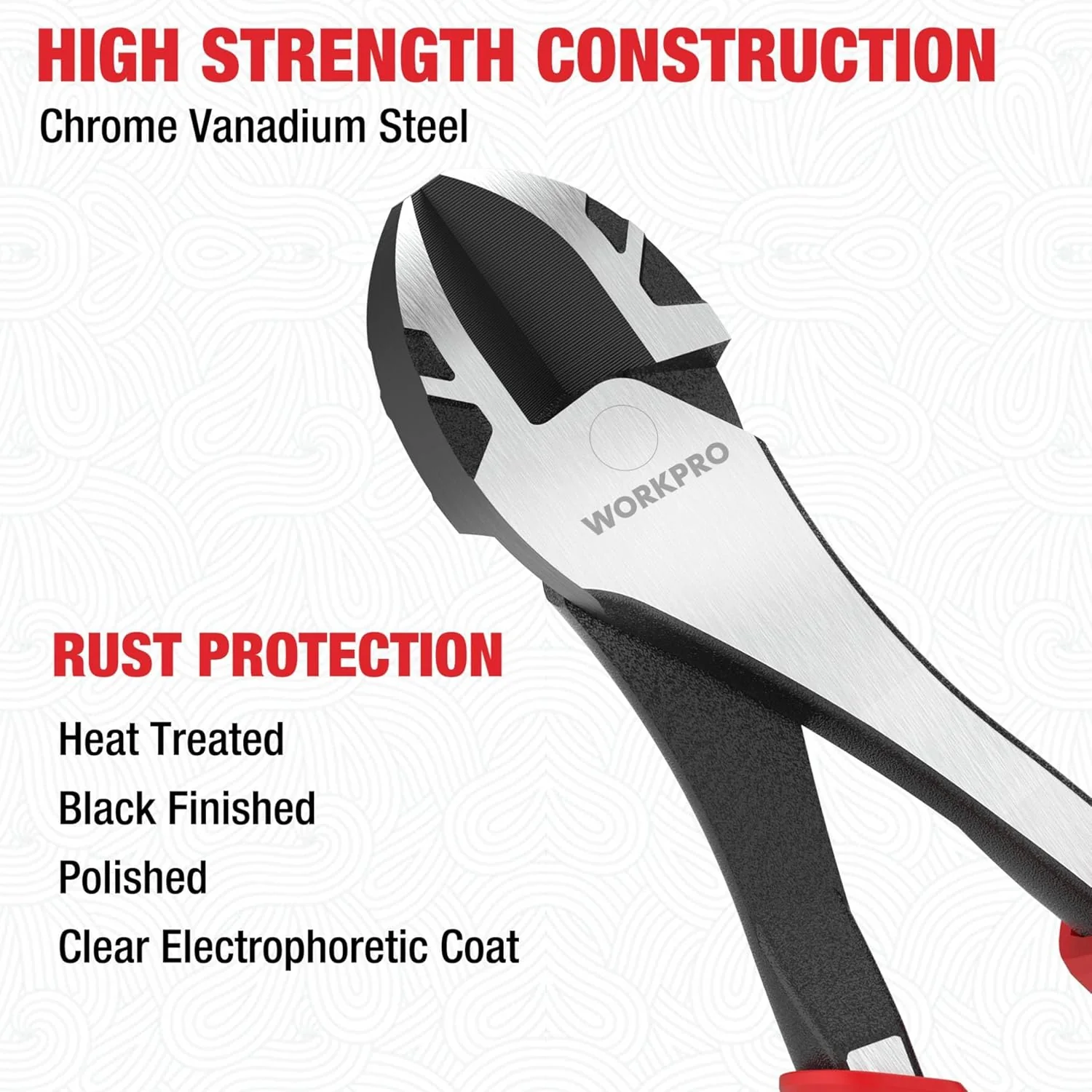 WORKPRO 8 Inch High Leverage Diagonal Pliers, CRV Steel & Anti-Slip Handle | Heavy Duty Wire Cutters / Diagonal Cutters for Cutting Copper, Brass, Iron, Aluminum & Steel Wires - Image 3
