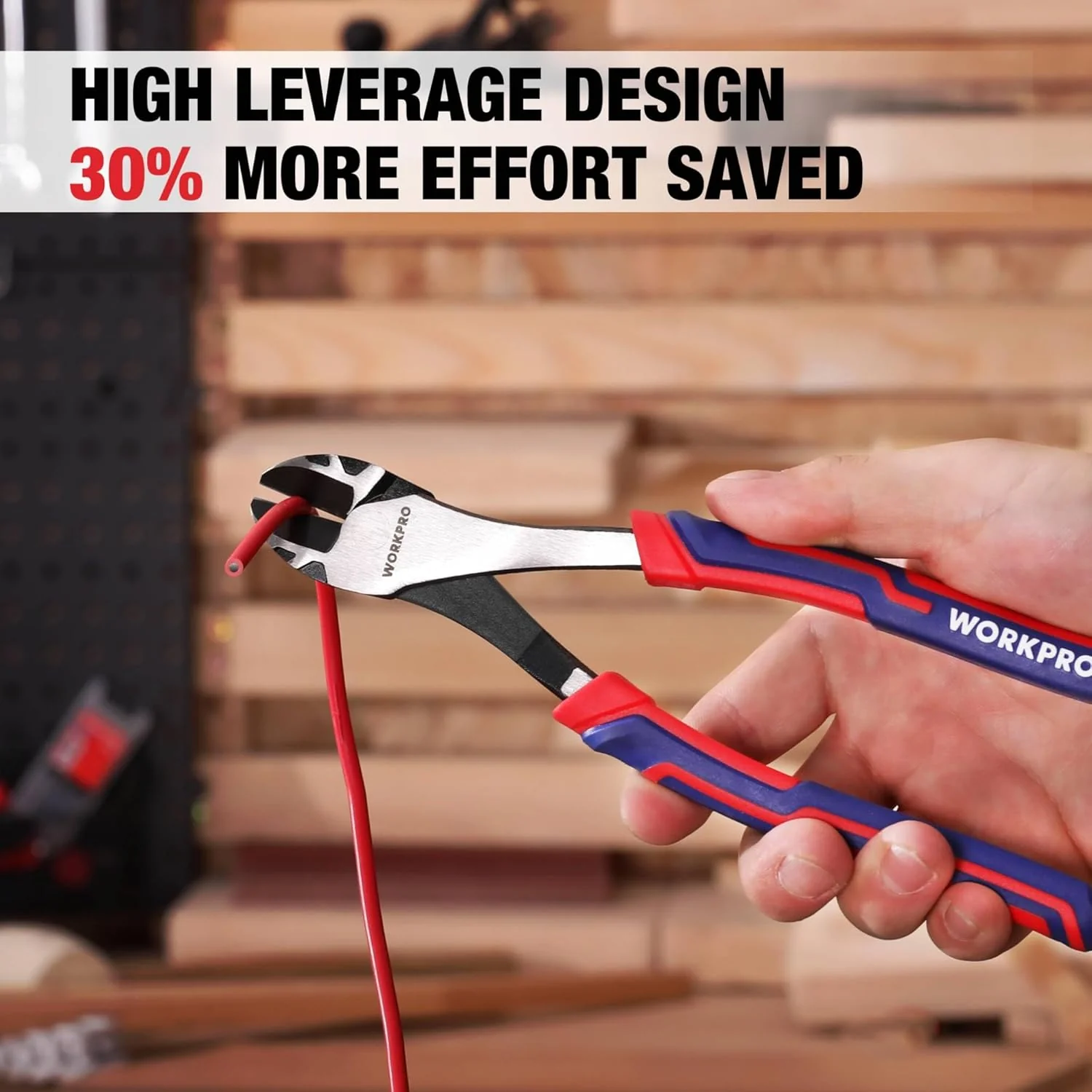 WORKPRO 8 Inch High Leverage Diagonal Pliers, CRV Steel & Anti-Slip Handle | Heavy Duty Wire Cutters / Diagonal Cutters for Cutting Copper, Brass, Iron, Aluminum & Steel Wires - Image 7