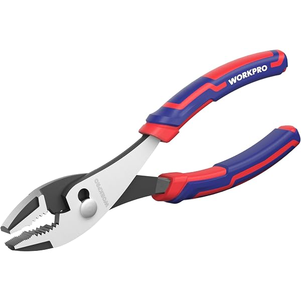 WORKPRO 8” Slip Joint Pliers Tool, Large Soft Grip,Rust Prevention Finish, 3-Zone Serrated Jaw Forged from High Carbon Steel for Maximum Grip