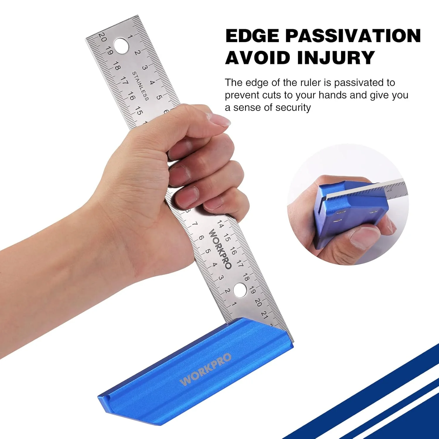 WORKPRO 8-Inch Try Square, Woodworking Square with Aluminum Handle | Precision Carpenter Square with Stainless Steel Blade for Measuring, Marking and Woodworking Projects - Image 7