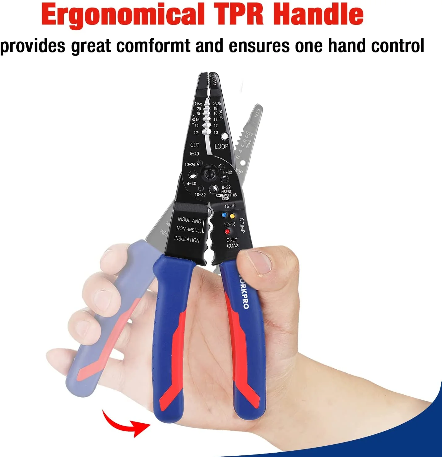 WORKPRO 8-Inch Wire Stripper, Multi-Tool Wire Cutter for Stripping, Cutting and Crimping - Image 4