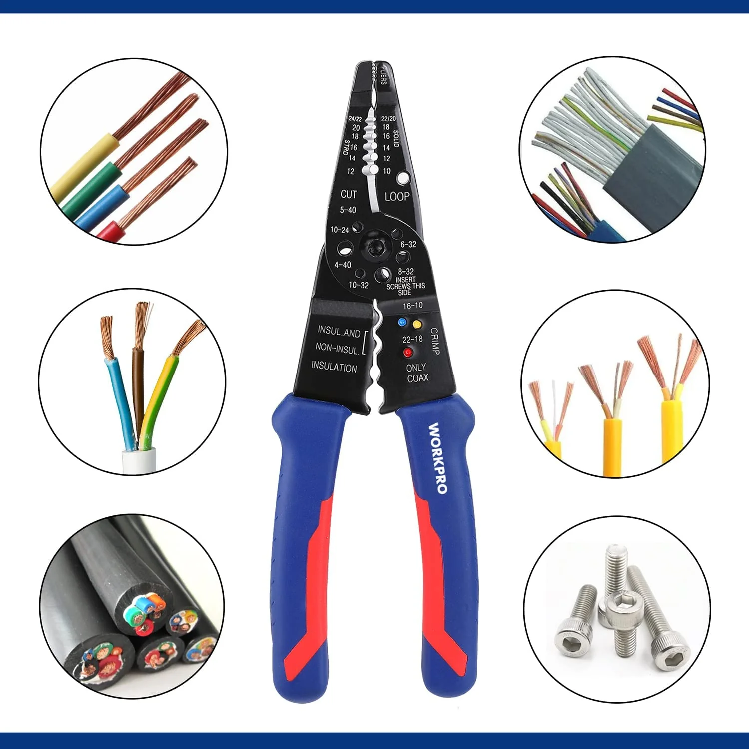 WORKPRO 8-Inch Wire Stripper, Multi-Tool Wire Cutter for Stripping, Cutting and Crimping - Image 7