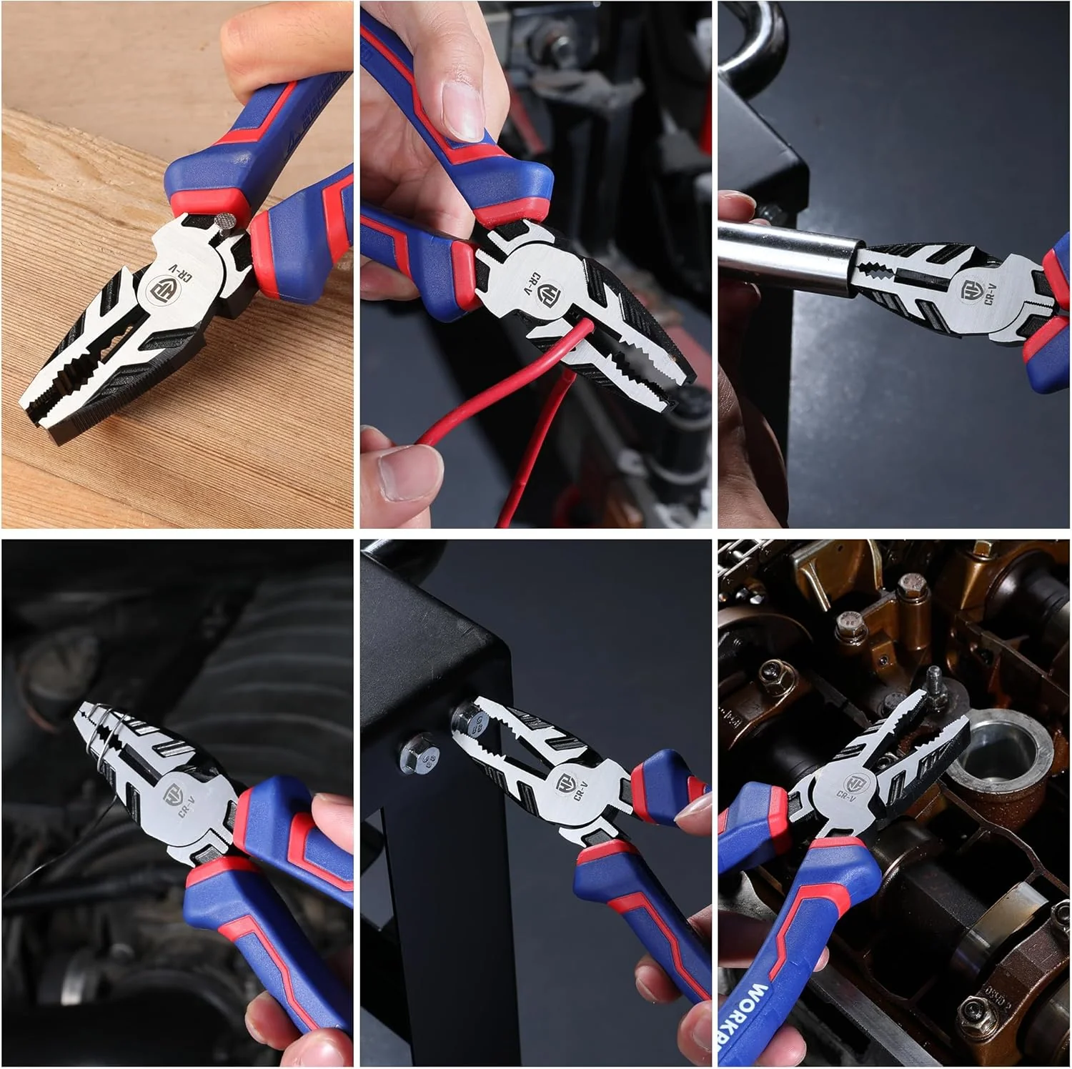 WORKPRO 8" Linesman PRO Screw Extractor Pliers(Combination Pliers) with Unique Non-slip Jaws, Stripped Screw Remover Tool, Lineman Plier for Quickly Removal of Damaged or Rusted Fasteners - Image 6