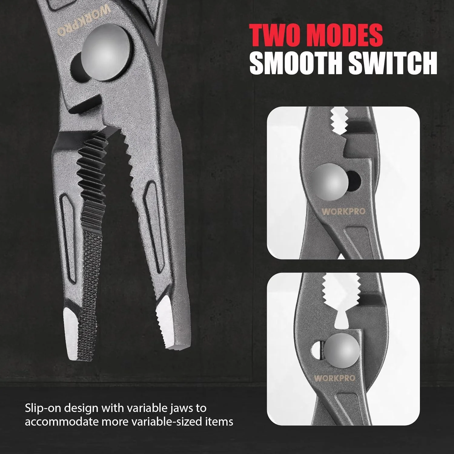 WORKPRO 8'' Long Nose Slip Joint Pliers, CR-V Needle Nose Pliers with Comfortable Grip Handles, 3-Zone Serrated Jaw from Premium Steel for Clamping, Tightening and Loosening - Image 2