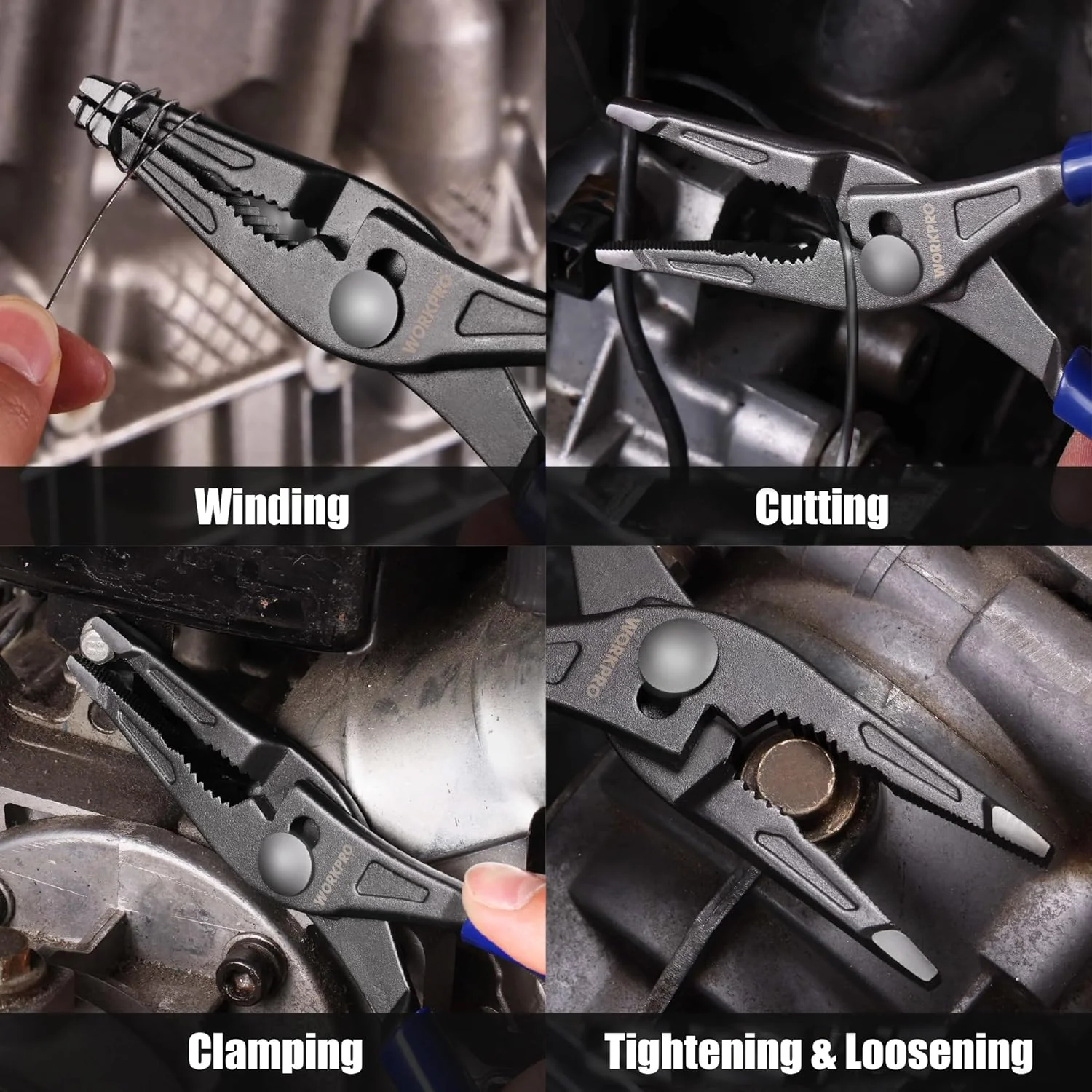 WORKPRO 8'' Long Nose Slip Joint Pliers, CR-V Needle Nose Pliers with Comfortable Grip Handles, 3-Zone Serrated Jaw from Premium Steel for Clamping, Tightening and Loosening - Image 7