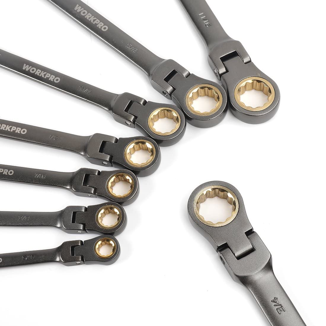 WORKPRO 8 Pcs Flex-Head Ratcheting Combination Wrench Set with Organizer Bag - Image 2