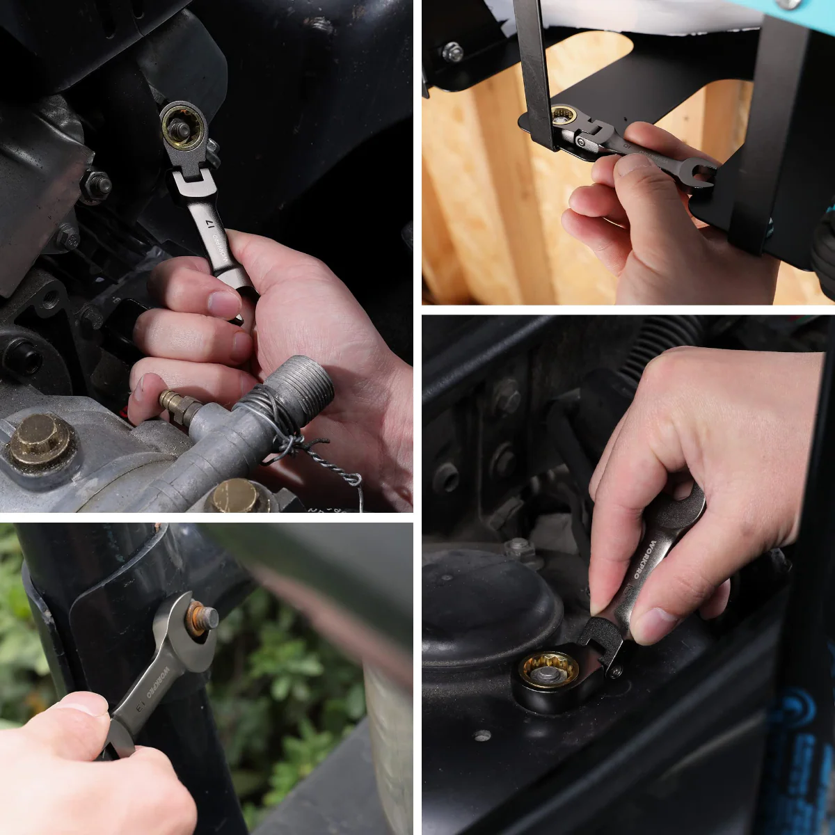 WORKPRO 8 Pcs Flex-Head Stubby Ratcheting Combination Wrench Set - Image 7