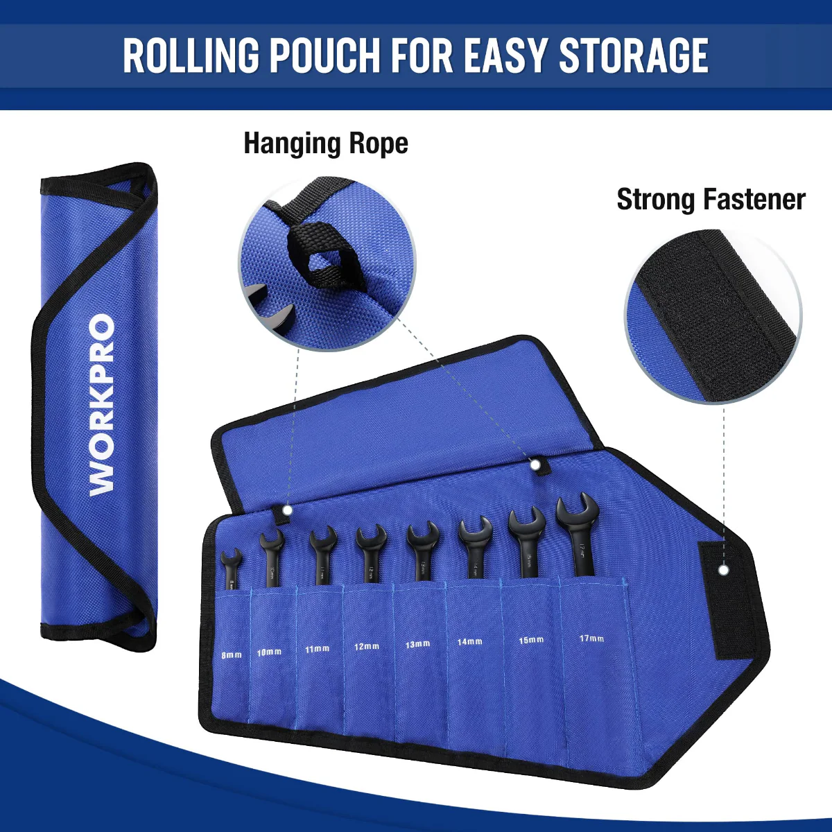 WORKPRO 8 Pcs Ratcheting Combination Flex-Head Anti-Slip Wrench Set - Image 13