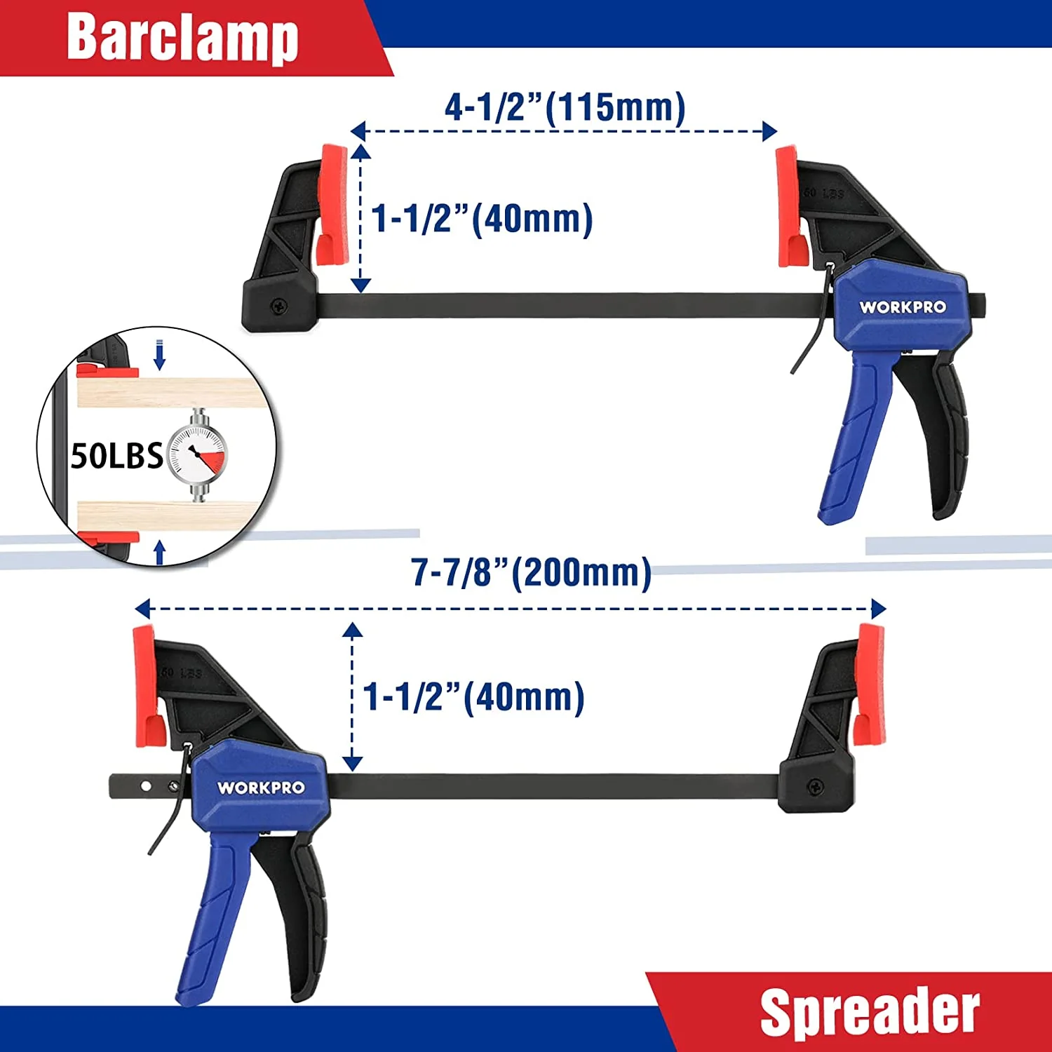 WORKPRO 8 Pcs Clamp Set for Woodworking - Image 2