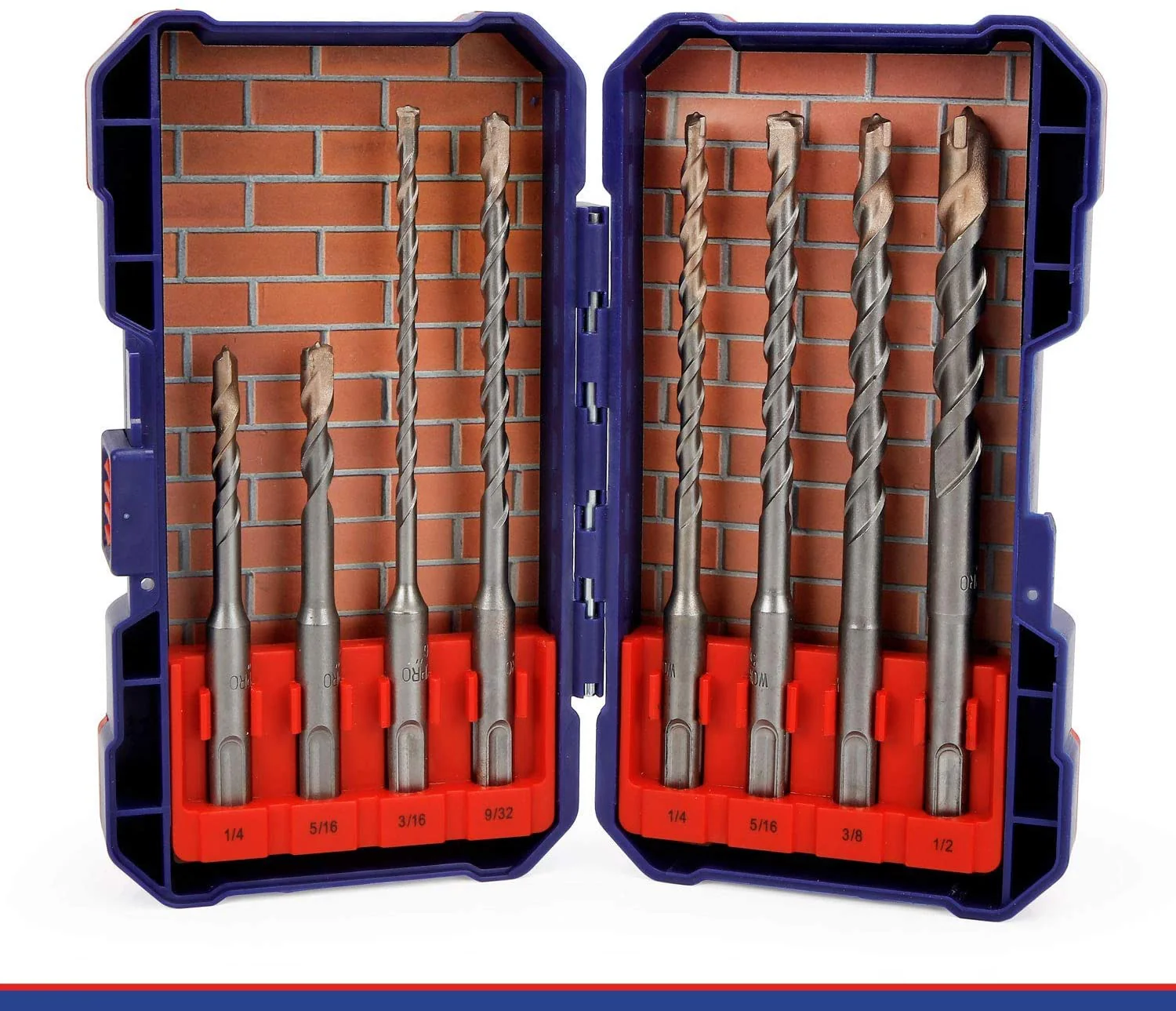WORKPRO 8 Pcs SDS-plus Drill Bit Set, Carbide Tip, SDS+ Rotary Hammer Drill Bit Set with Storage Case for Brick, Cement, Stone & Concrete - Image 4