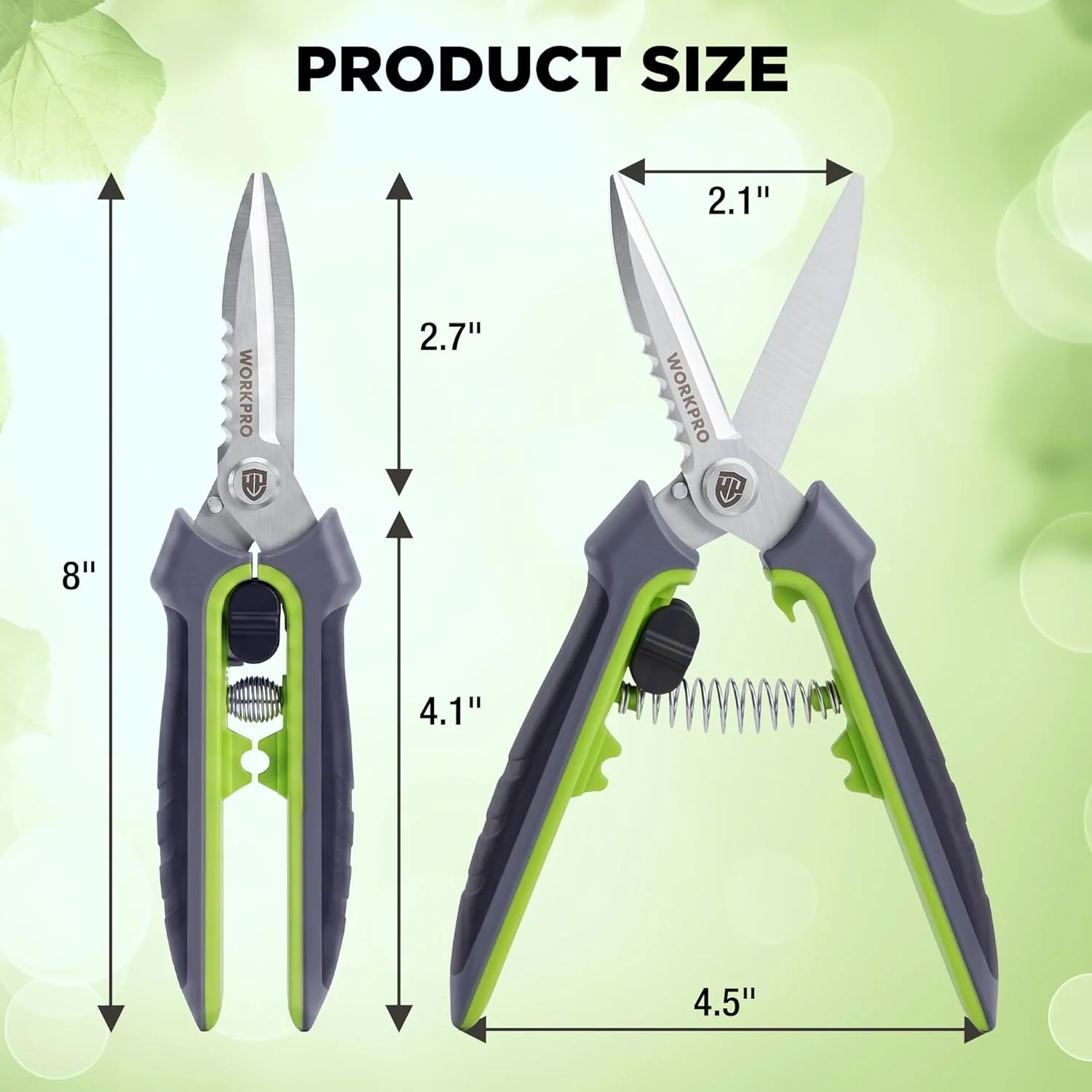 WORKPRO 8" Pruning Shears for Gardening, Multipurpose Garden Shears | Stainless Steel Blade with Sheath, Straight Pruning Scissors Garden Snips for Flowers, Fruits & Vegetables - Image 2
