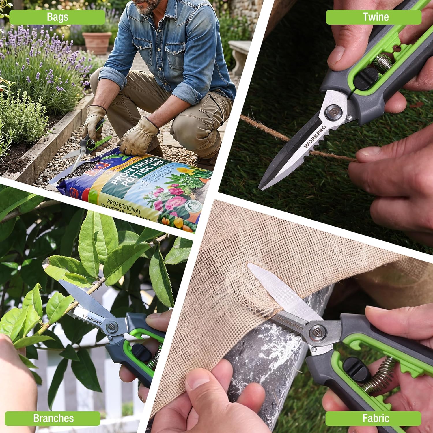 WORKPRO 8" Pruning Shears for Gardening, Multipurpose Garden Shears | Stainless Steel Blade with Sheath, Straight Pruning Scissors Garden Snips for Flowers, Fruits & Vegetables - Image 7