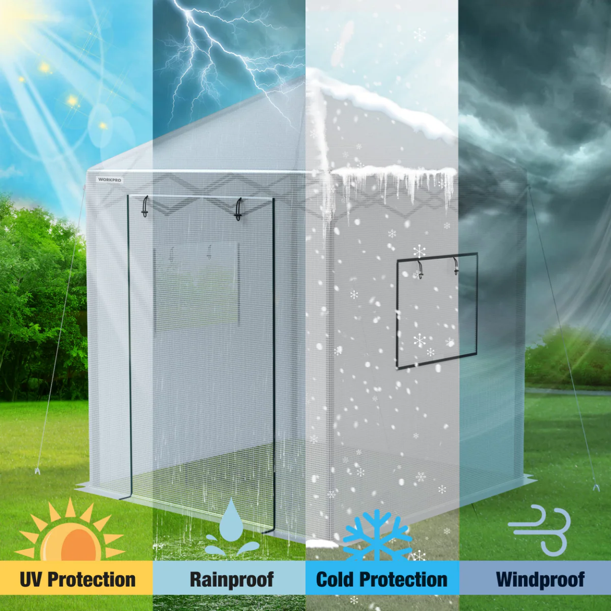 WORKPRO 8'x 8' Portable Walk-in Greenhouse - Image 6