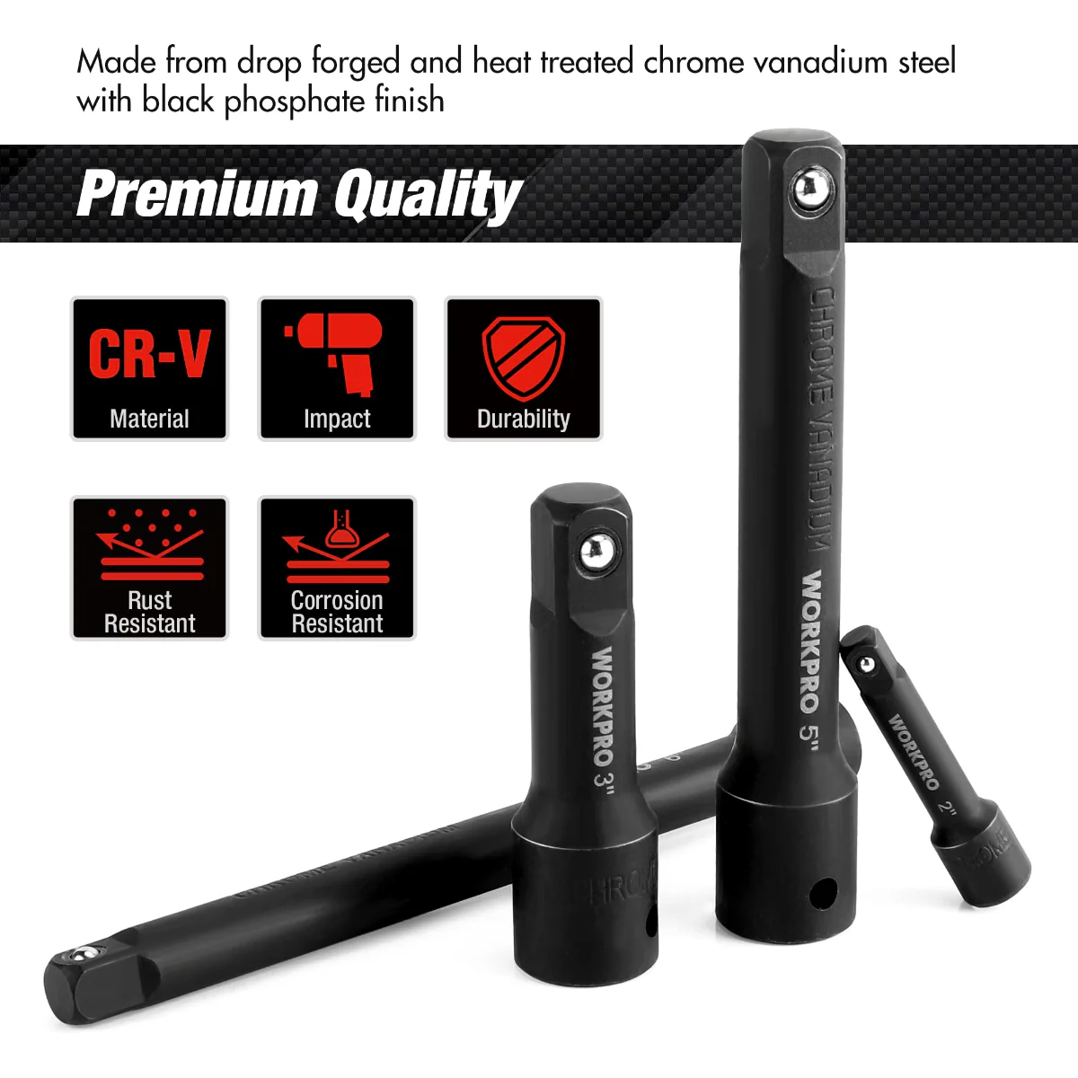 WORKPRO 9 Pcs Impact Driver Extension Bar Set - Image 3