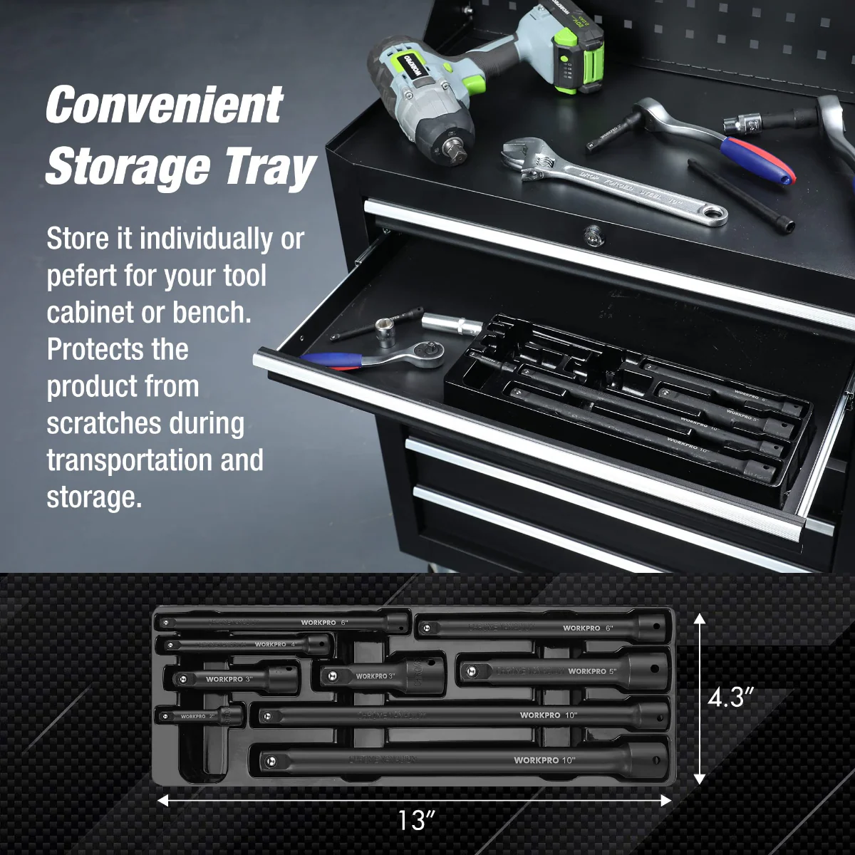 WORKPRO 9 Pcs Impact Driver Extension Bar Set - Image 5