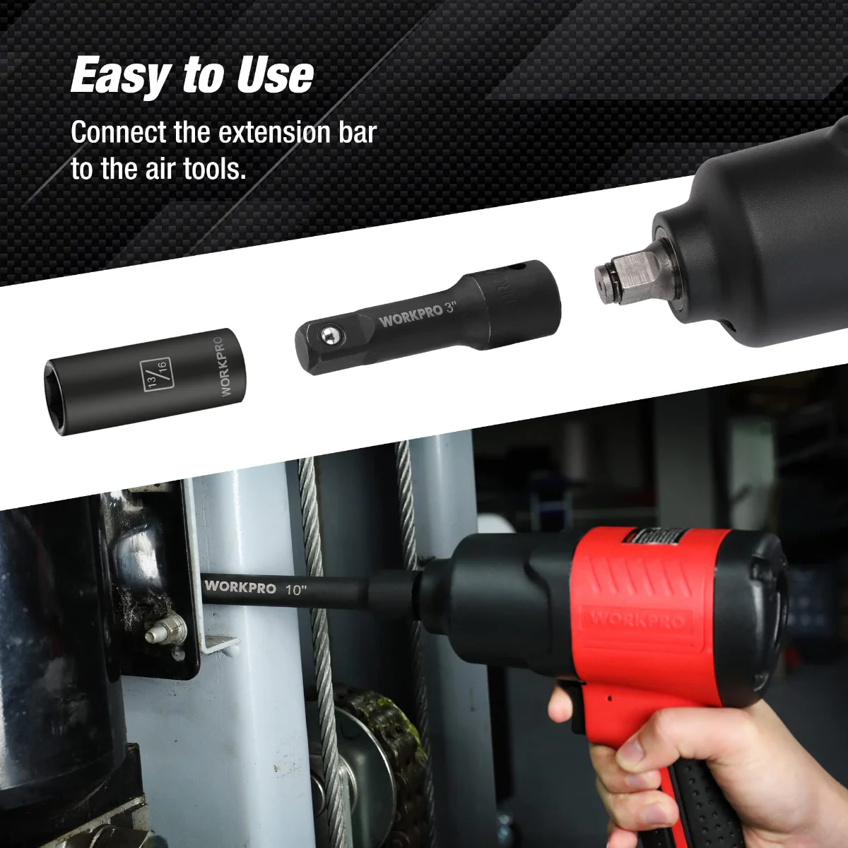 WORKPRO 9 Pcs Impact Driver Extension Bar Set - Image 6