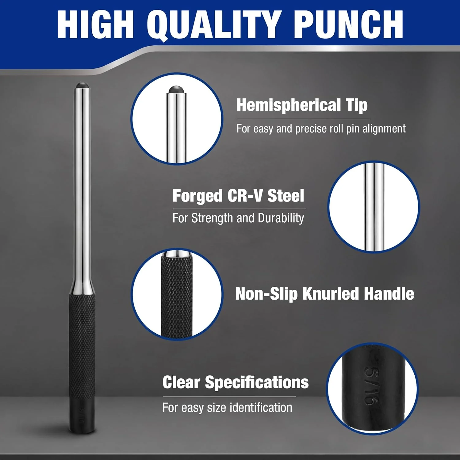 WORKPRO 9-Piece Roll Pin Punch Set with Tweezers, Forged CR-V Steel, Punch Tool Set with Nylon Pouch, Pin Removal Tool for Automotive, Watch Repair, Jewelry and Craft - Image 3