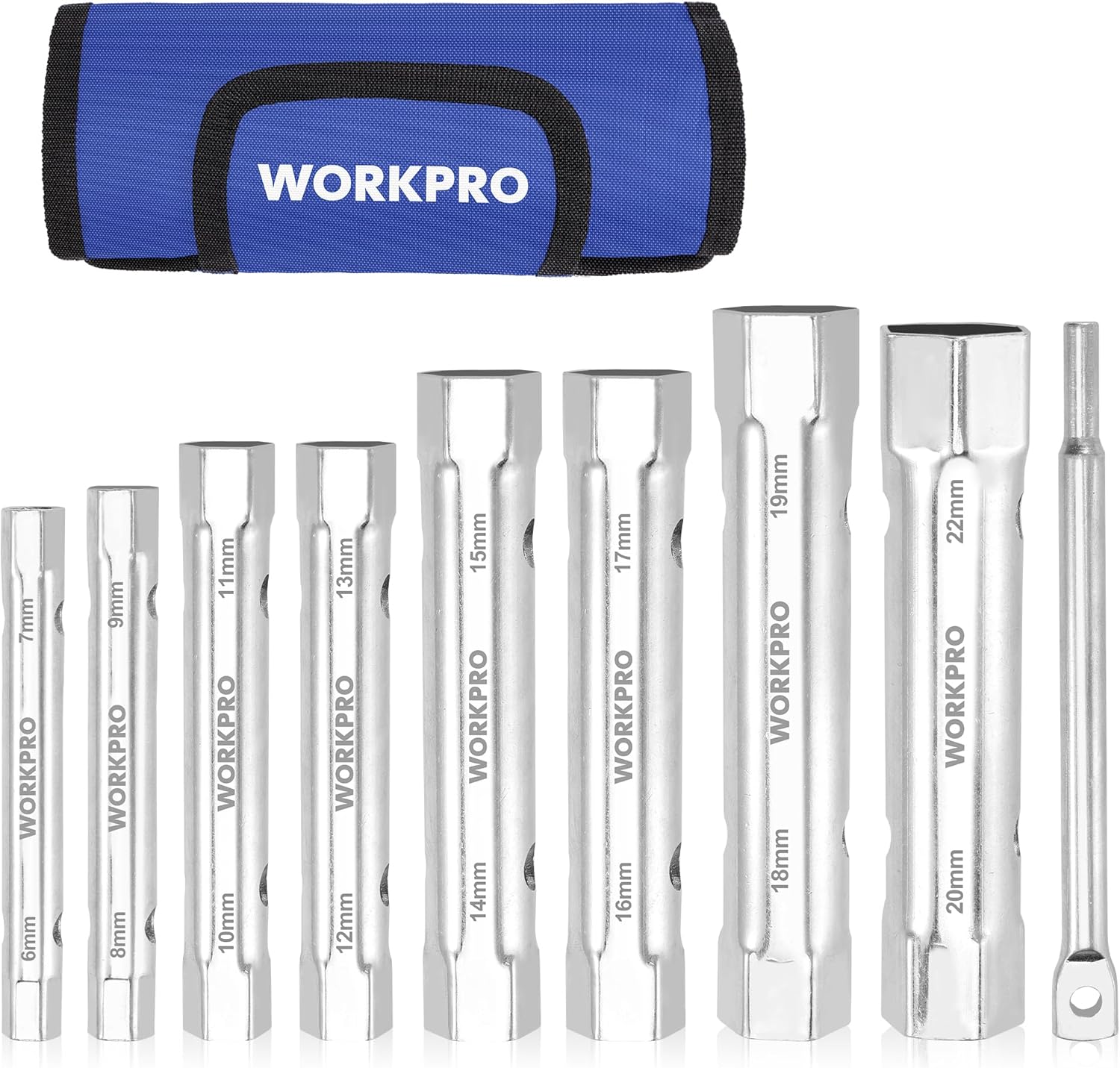 WORKPRO 9-Piece Shower Valve Socket Wrench Set with Bar Handle, for Bathroom Removal of Tub and Shower Valves, Home Plumbing Repairs, Double-Ended, Storage Bag Included - Image 8