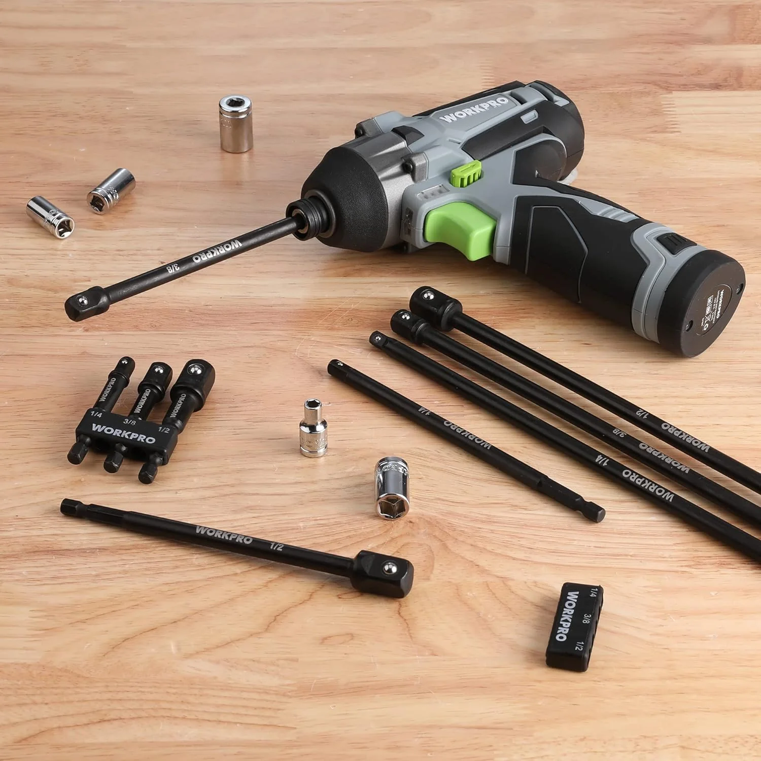 WORKPRO 9-Piece Socket Adapter Extension Set, 1/4-Inch Hex Shank | 1/4" 3/8" 1/2" Impact Socket Driver Set, Drill Sockets Extension Bit, Sockets Driver Adapter, Drill Extension with Holder - Image 8