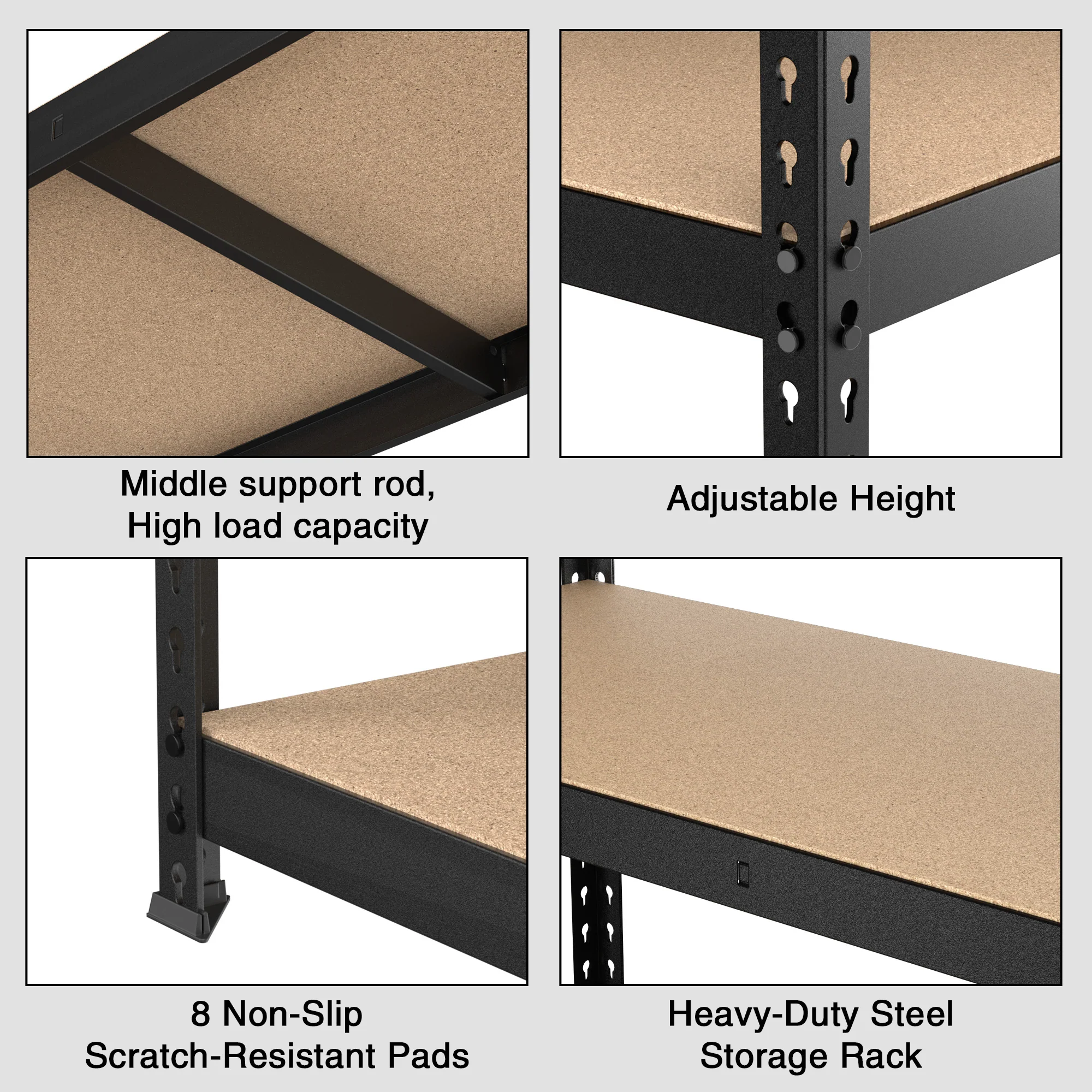 WORKPRO Adjustable 5-Tier Steel Shelving Unit, 35-3/10”W x 17-1/2”D x 72”H, Heavy Duty Shelf with MDF Board, 1650 lbs Load Capacity (Total) - Image 5