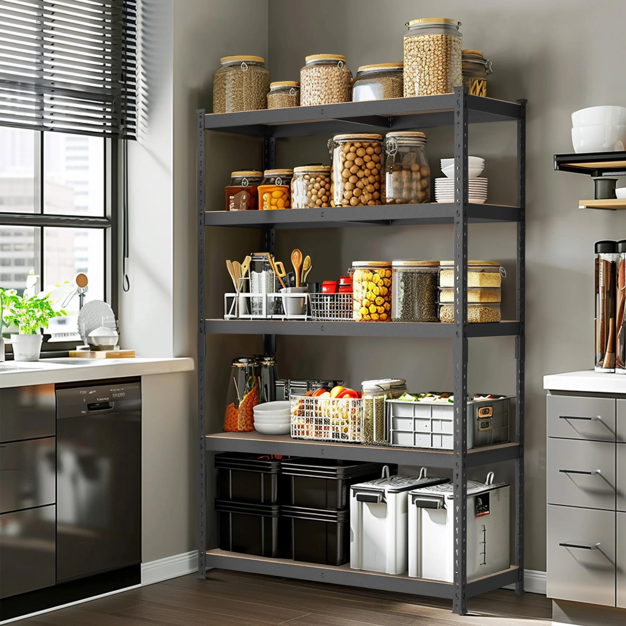WORKPRO Adjustable 5-Tier Steel Shelving Unit, 35-3/10”W x 17-1/2”D x 72”H, Heavy Duty Shelf with MDF Board, 1650 lbs Load Capacity (Total) - Image 7
