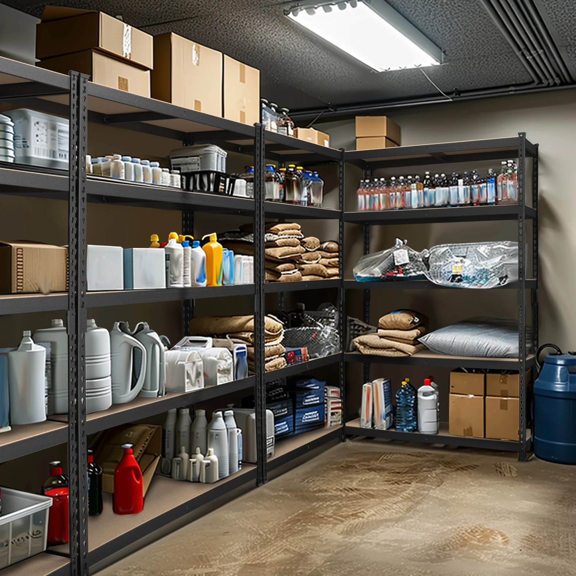WORKPRO Adjustable 5-Tier Steel Shelving Unit, 35-3/10”W x 17-1/2”D x 72”H, Heavy Duty Shelf with MDF Board, 1650 lbs Load Capacity (Total) - Image 9