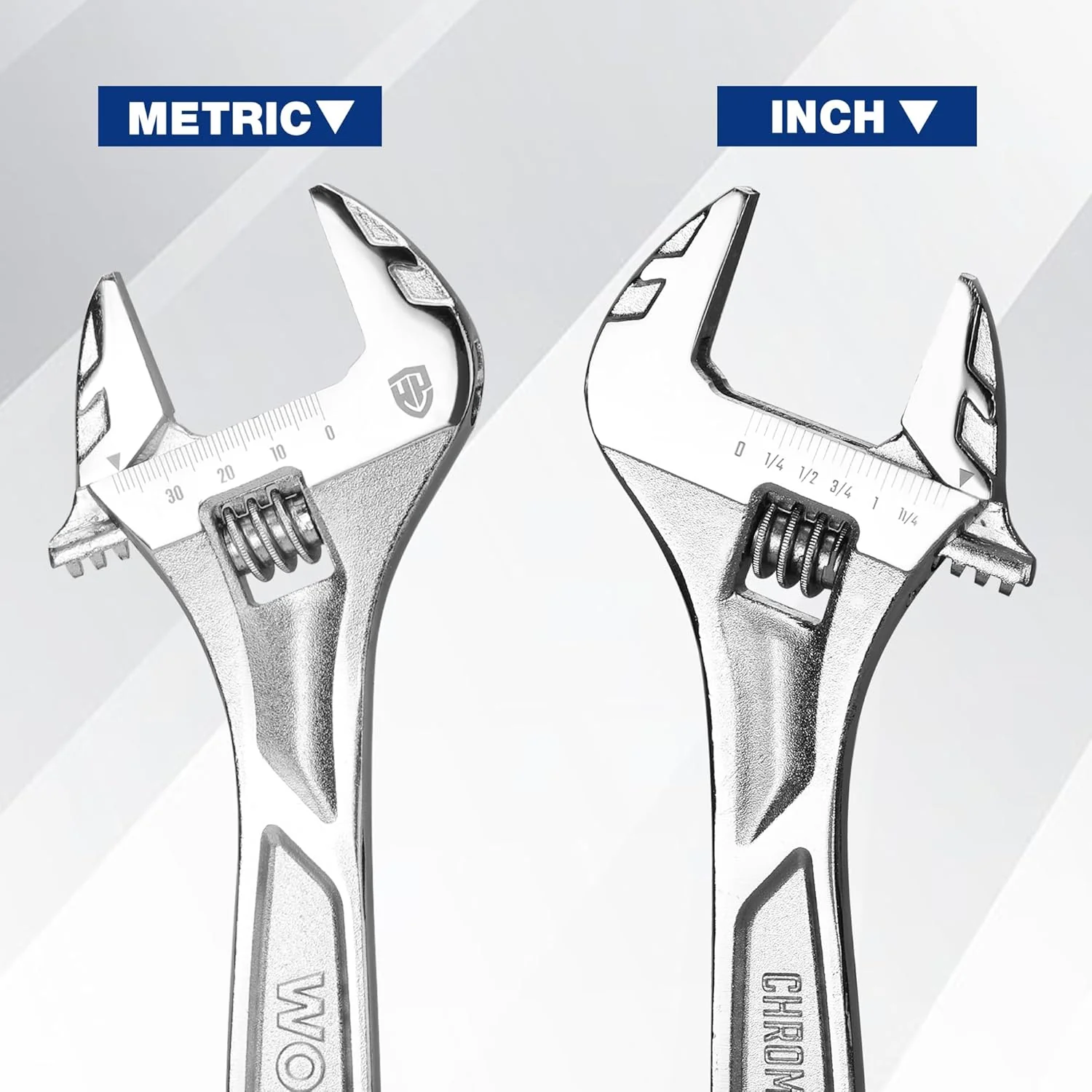 WORKPRO Adjustable Wrench, 10-inch Heavy Duty Spanner with Inch/Metric Scale, Premium Cr-V Steel, Chrome Plated - Image 6