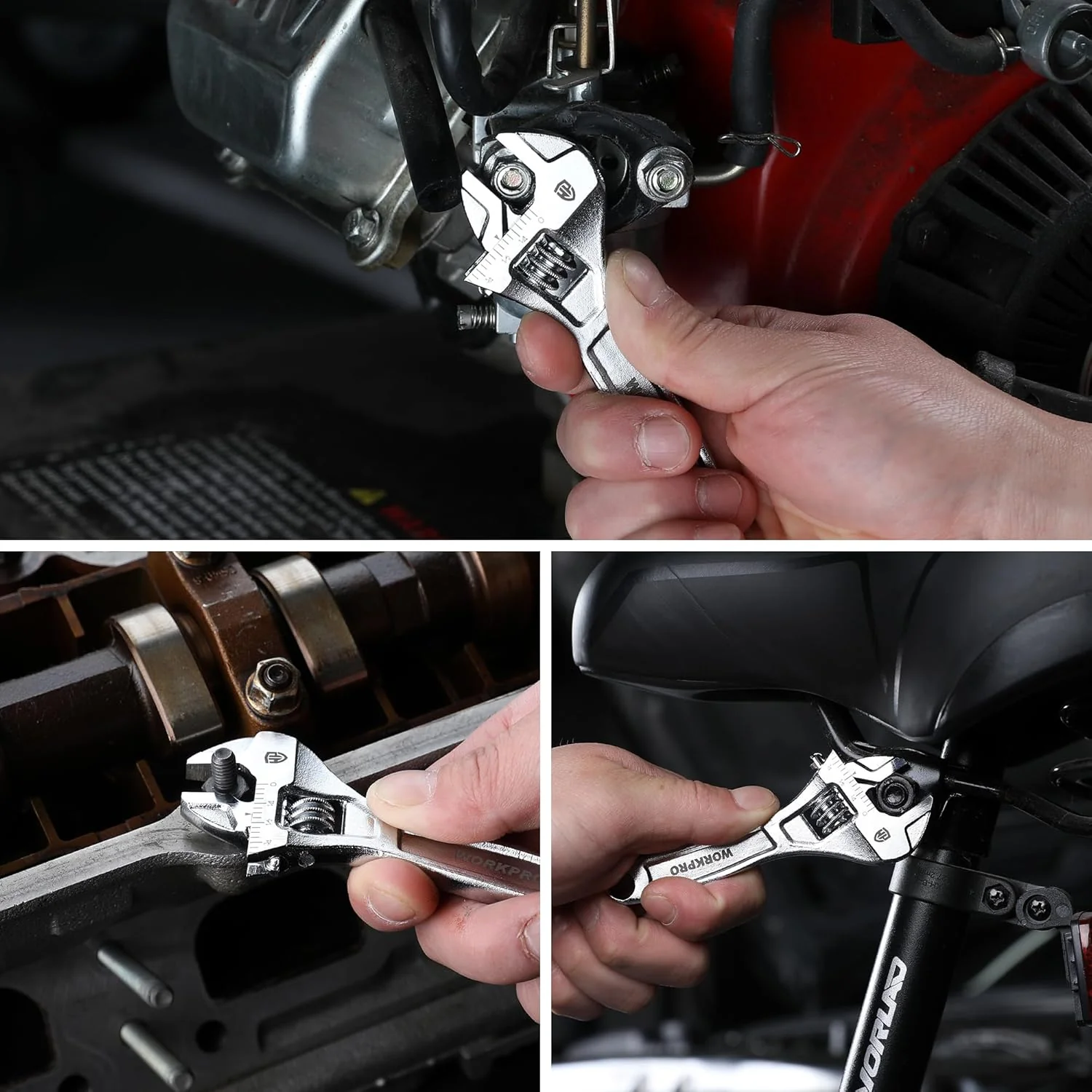 WORKPRO Adjustable Wrench, 4-inch Heavy Duty Spanner with Inch/Metric Scale, Premium Cr-V Steel, Chrome Plated - Image 7