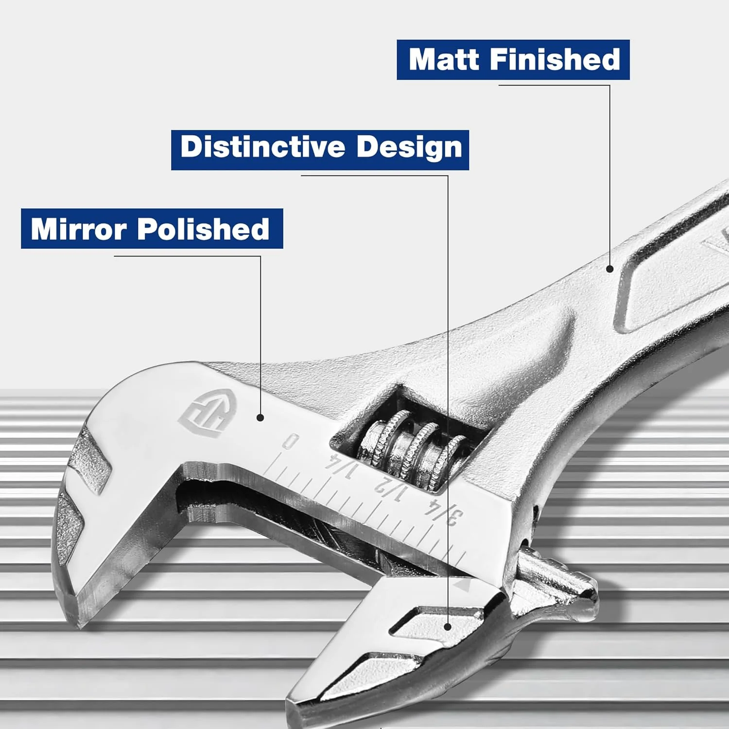 WORKPRO Adjustable Wrench, 6-inch Heavy Duty Spanner with Inch/Metric Scale, Premium Cr-V Steel, Chrome Plated - Image 3