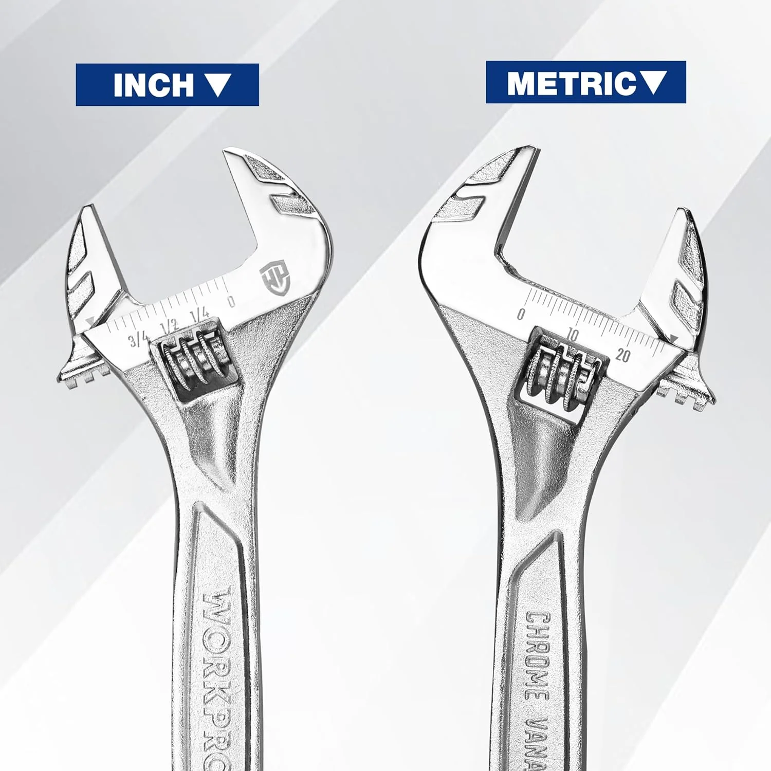 WORKPRO Adjustable Wrench, 6-inch Heavy Duty Spanner with Inch/Metric Scale, Premium Cr-V Steel, Chrome Plated - Image 6