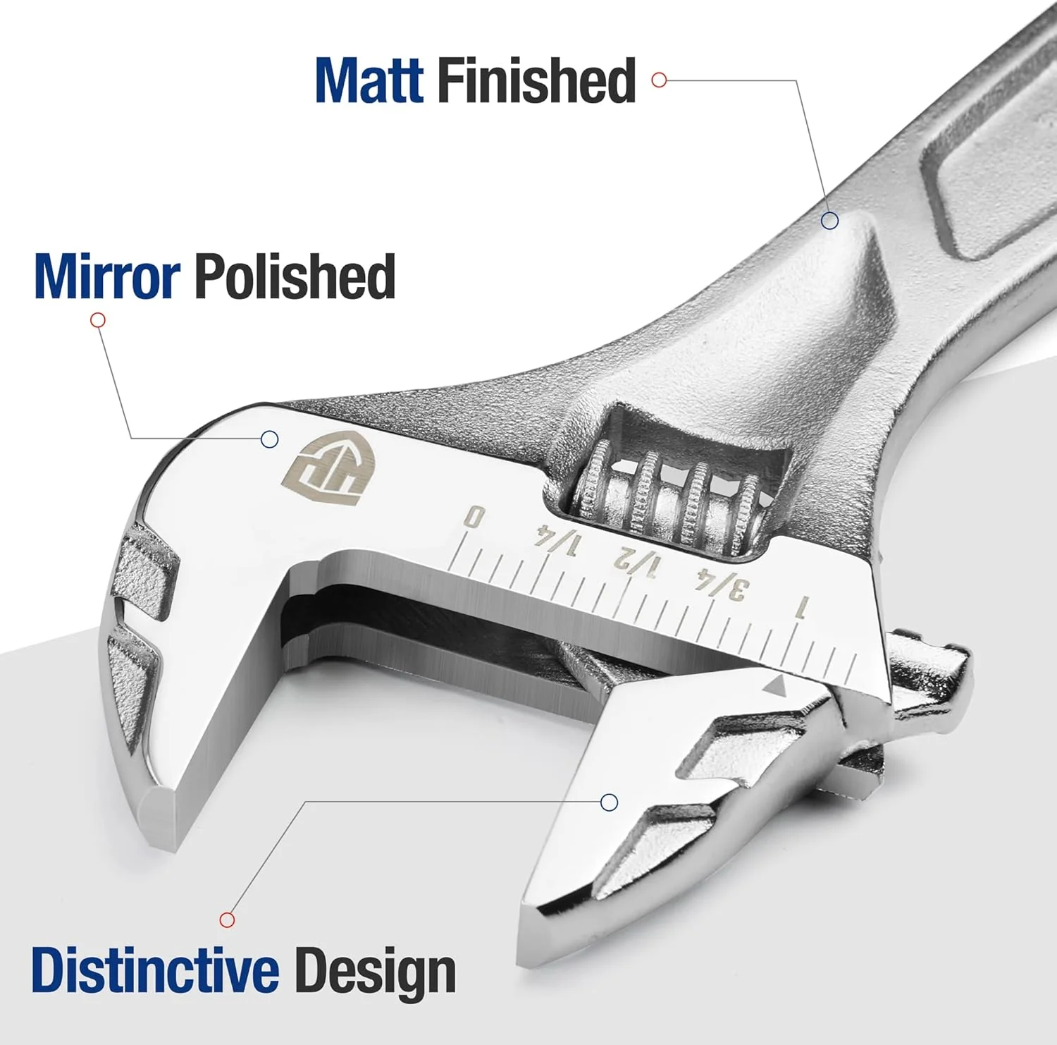 WORKPRO Adjustable Wrench, 8-inch Heavy Duty Spanner with Inch/Metric Scale, Premium Cr-V Steel, Chrome Plated - Image 3