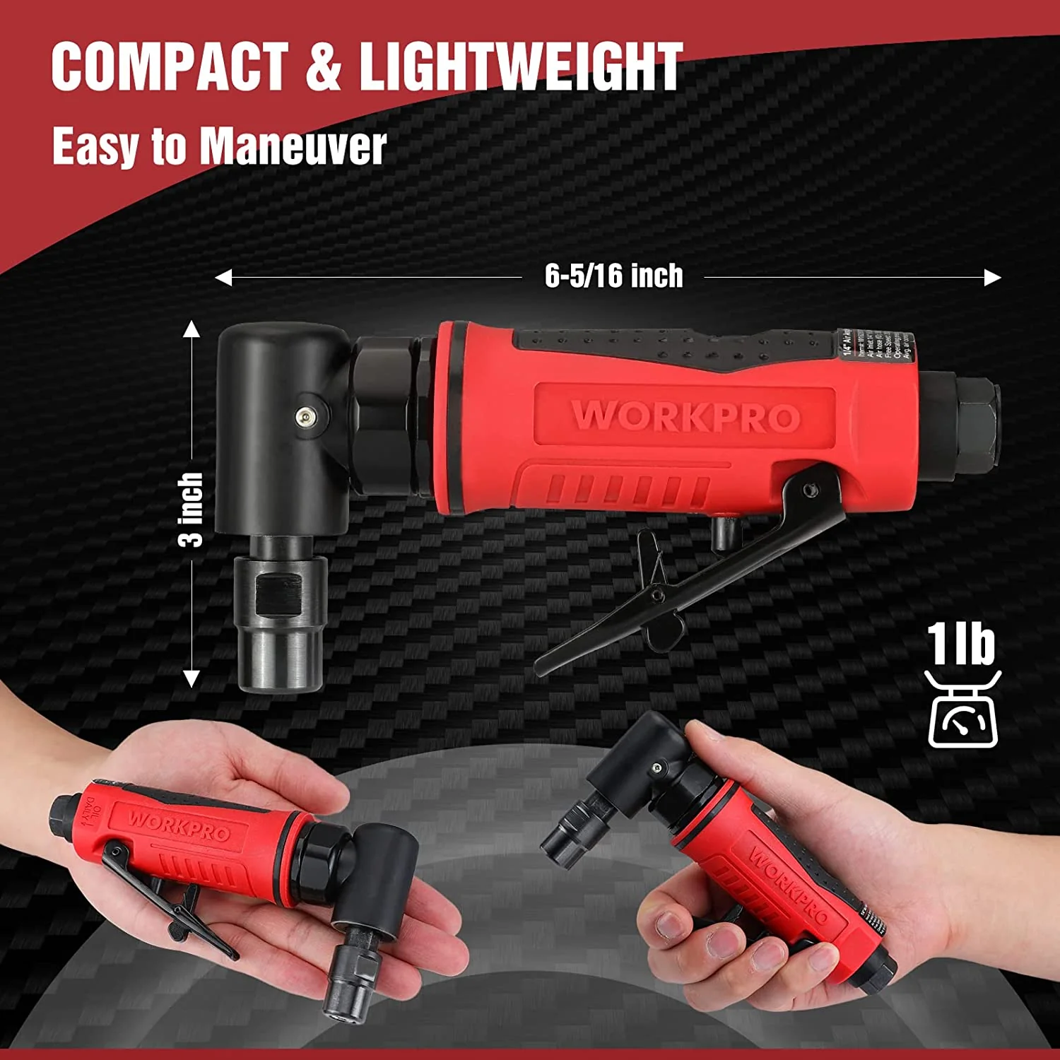 WORKPRO Air Angle Die Grinder 1/4-Inch Pneumatic Right Angle Die Grinder Set - Image 2
