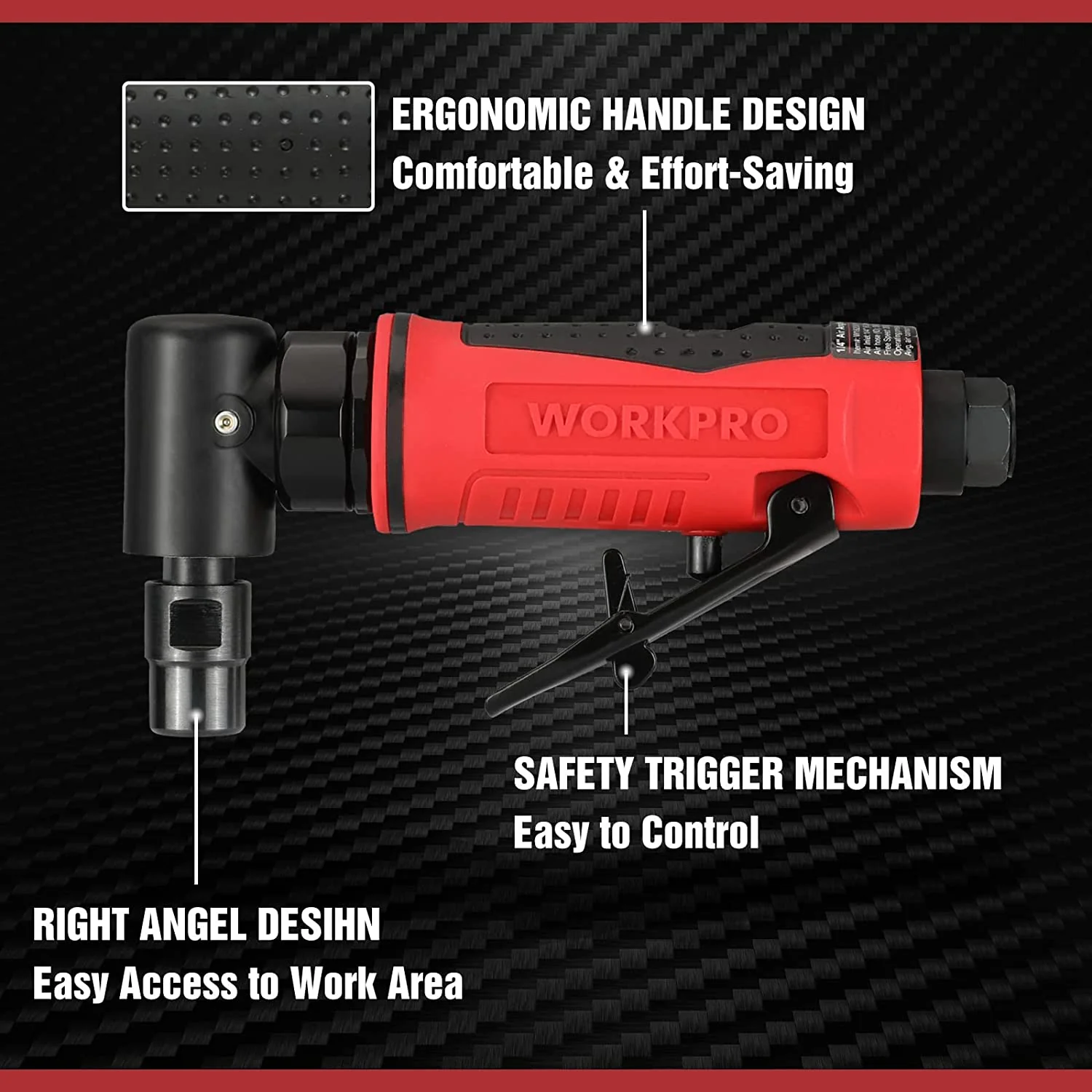 WORKPRO Air Angle Die Grinder 1/4-Inch Pneumatic Right Angle Die Grinder Set - Image 5