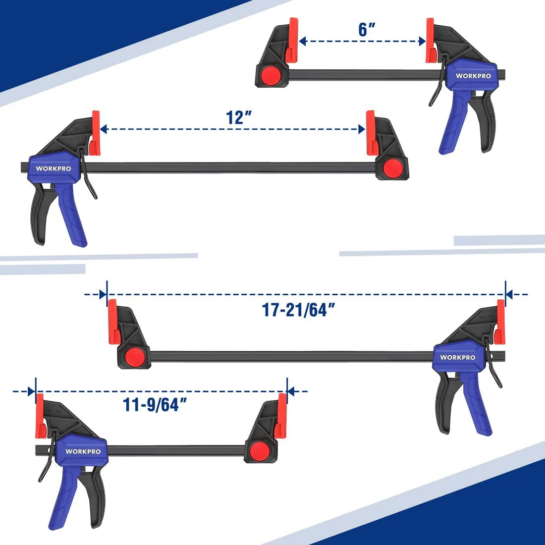 WORKPRO 6 Pcs Woodworking Bar Clamps - Image 6