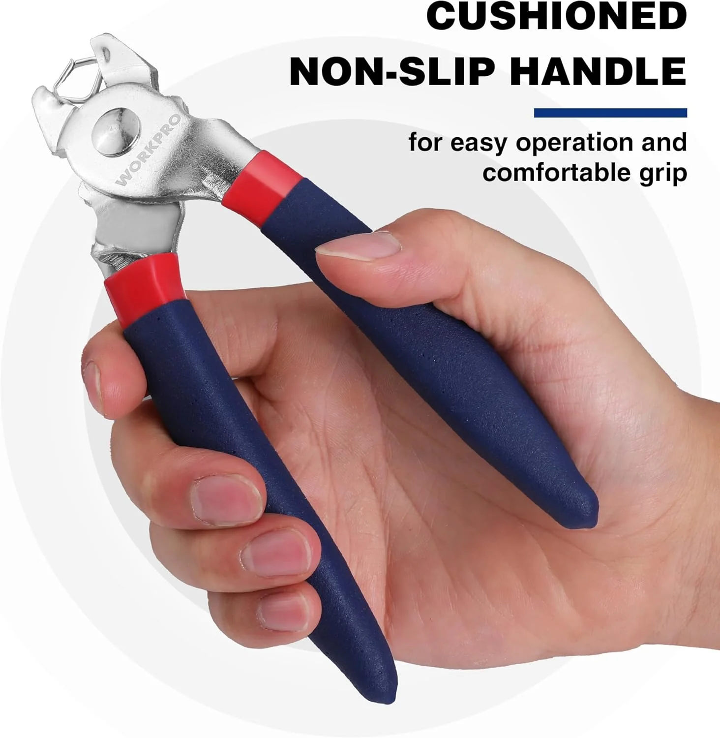WORKPRO Bent Hog Ring Pliers with 500 Pcs 3/4" Hog Rings, Galvanized Steel Hog Rings Perfect for Furniture Upholstery, Auto Upholstery, Plastic Meat & Sausage Casings - Image 5