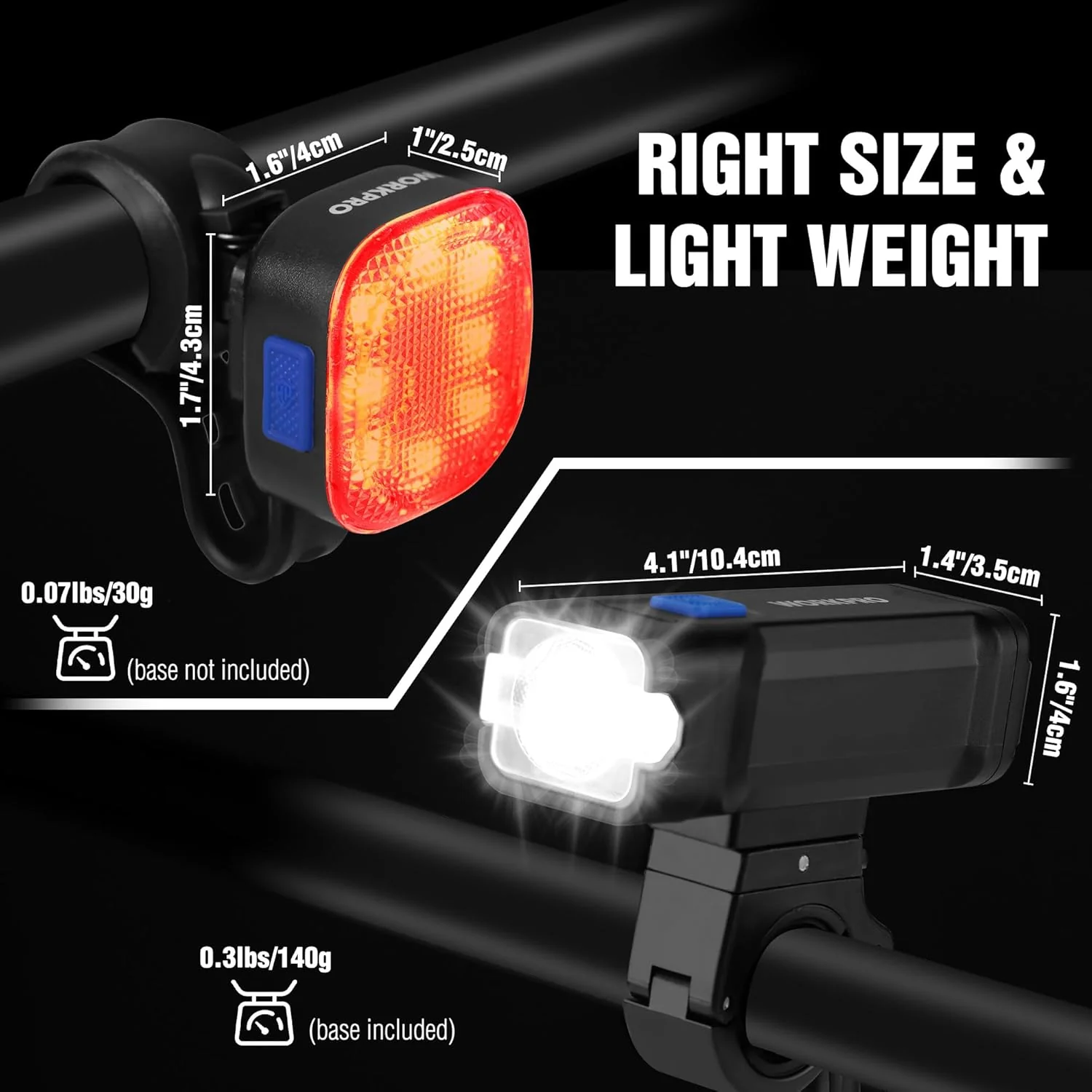 WORKPRO Bike Light for Night Riding, Rechargeable Ultra-Bright Bike Lights Front and Back, 3+5 Modes Bicycle Headlight and Taillight Set, Waterproof Cycling Lights for Mountain, Road Bike Riding - Image 2