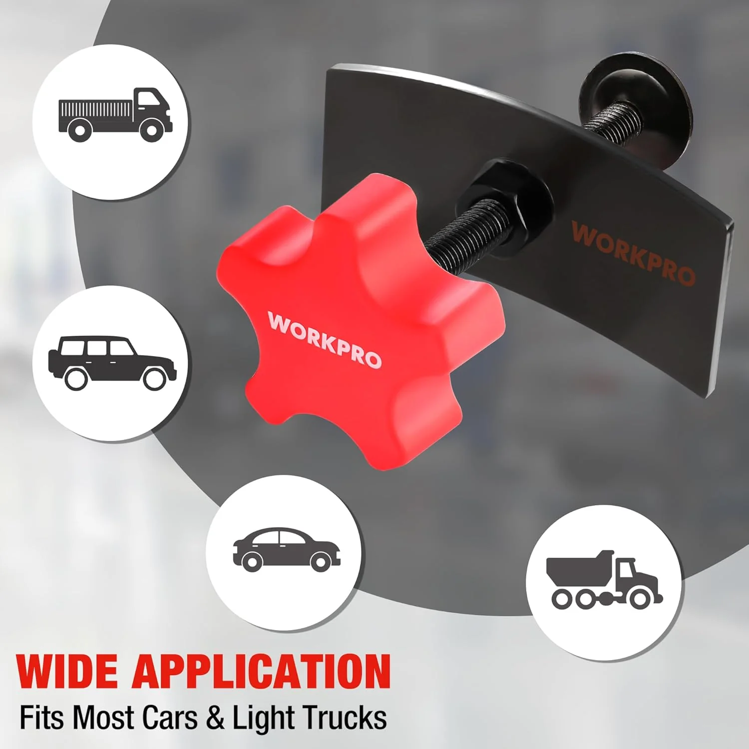 WORKPRO Brake Pad Spreader, Disc Brake Pad Spreader Tool, Brake Caliper Compressor Tool for Compressing Inner Pad, 360 Degree Swivel Joint Brake Piston Compression Tool for Cars & Light Trucks - Image 4