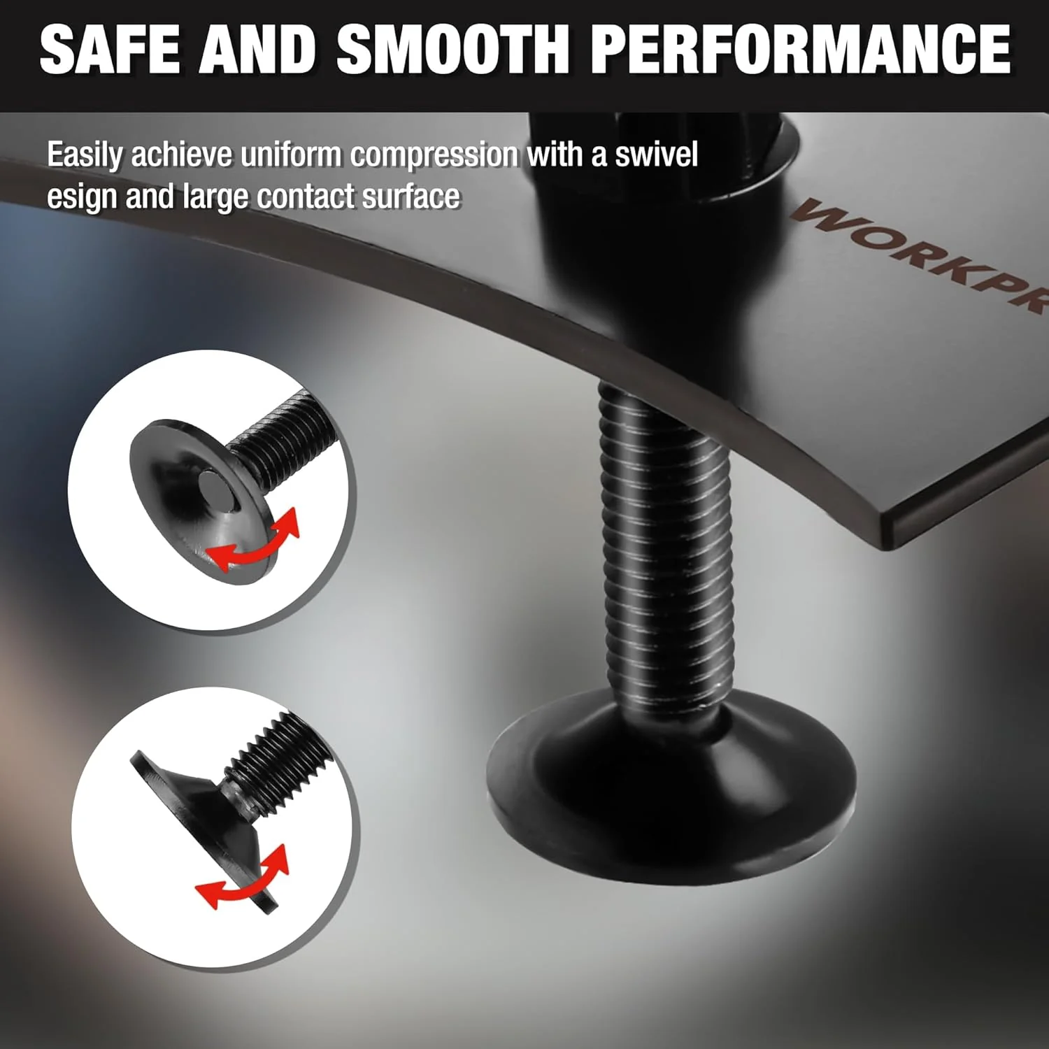 WORKPRO Brake Pad Spreader, Disc Brake Pad Spreader Tool, Brake Caliper Compressor Tool for Compressing Inner Pad, 360 Degree Swivel Joint Brake Piston Compression Tool for Cars & Light Trucks - Image 6