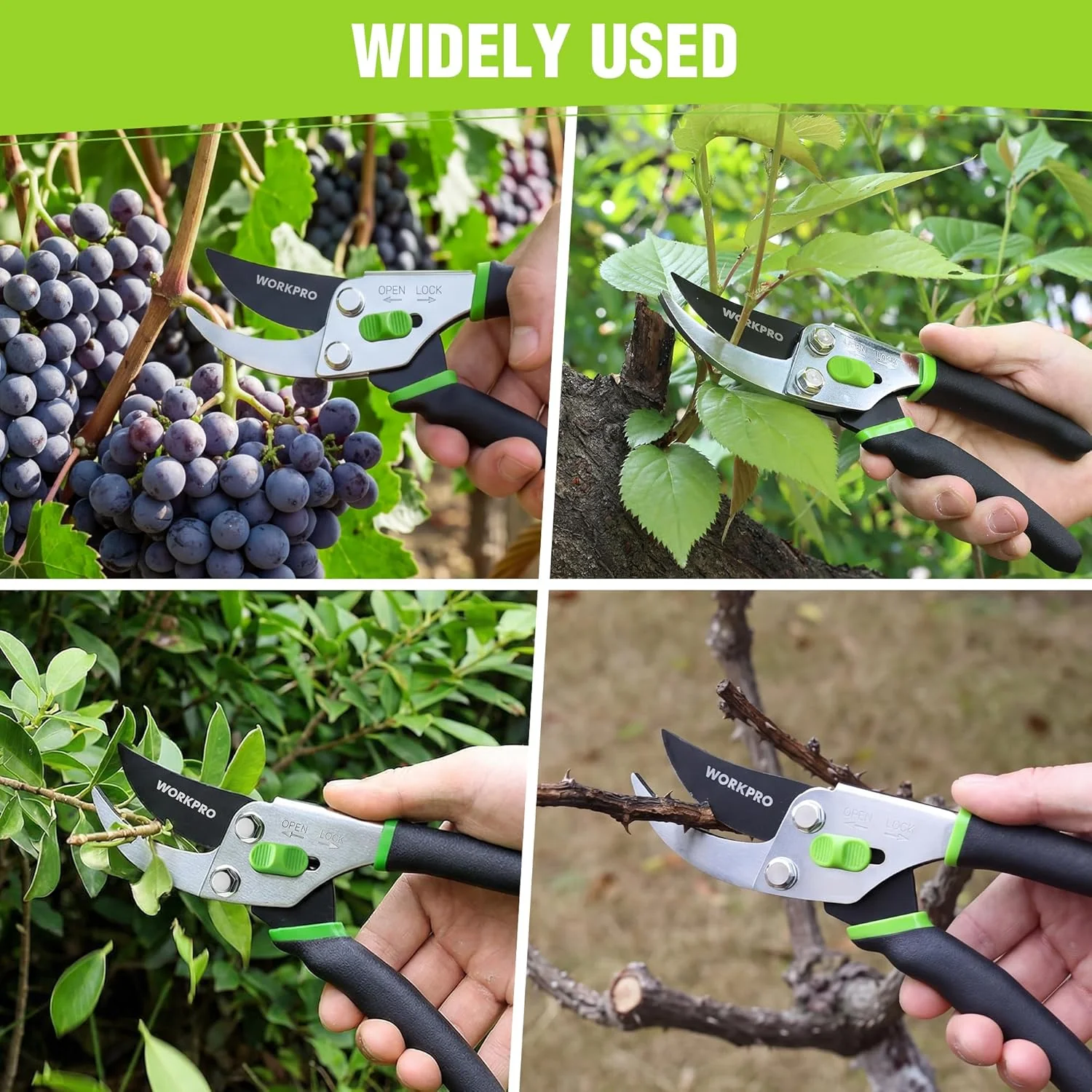 WORKPRO Bypass Pruning Shears, 8.5" Hand Pruner with Non-Slip Grip Handle, Garden Clippers with High Carbon Steel for Branches, Flowers, Fruits, Plants, Bonsai, Gardening Gifts for Women Men - Image 8