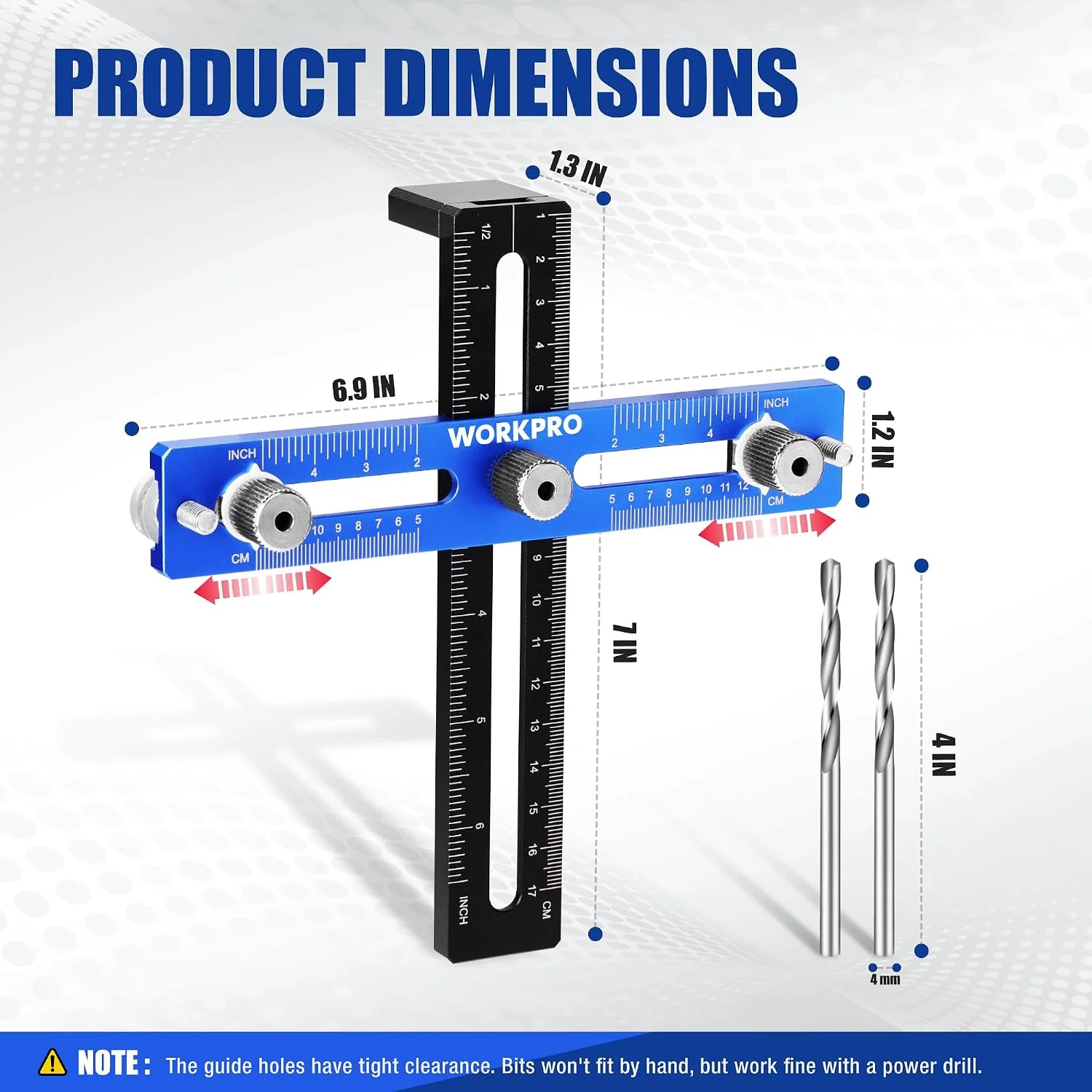 WORKPRO Cabinet Hardware Jig, Aluminum Alloy Cabinet Handle Jig with 4mm Drill Guide, Adjustable Cabinet Handle Template for Handles/Pull/Knobs on Drawers & Cabinets - Image 2