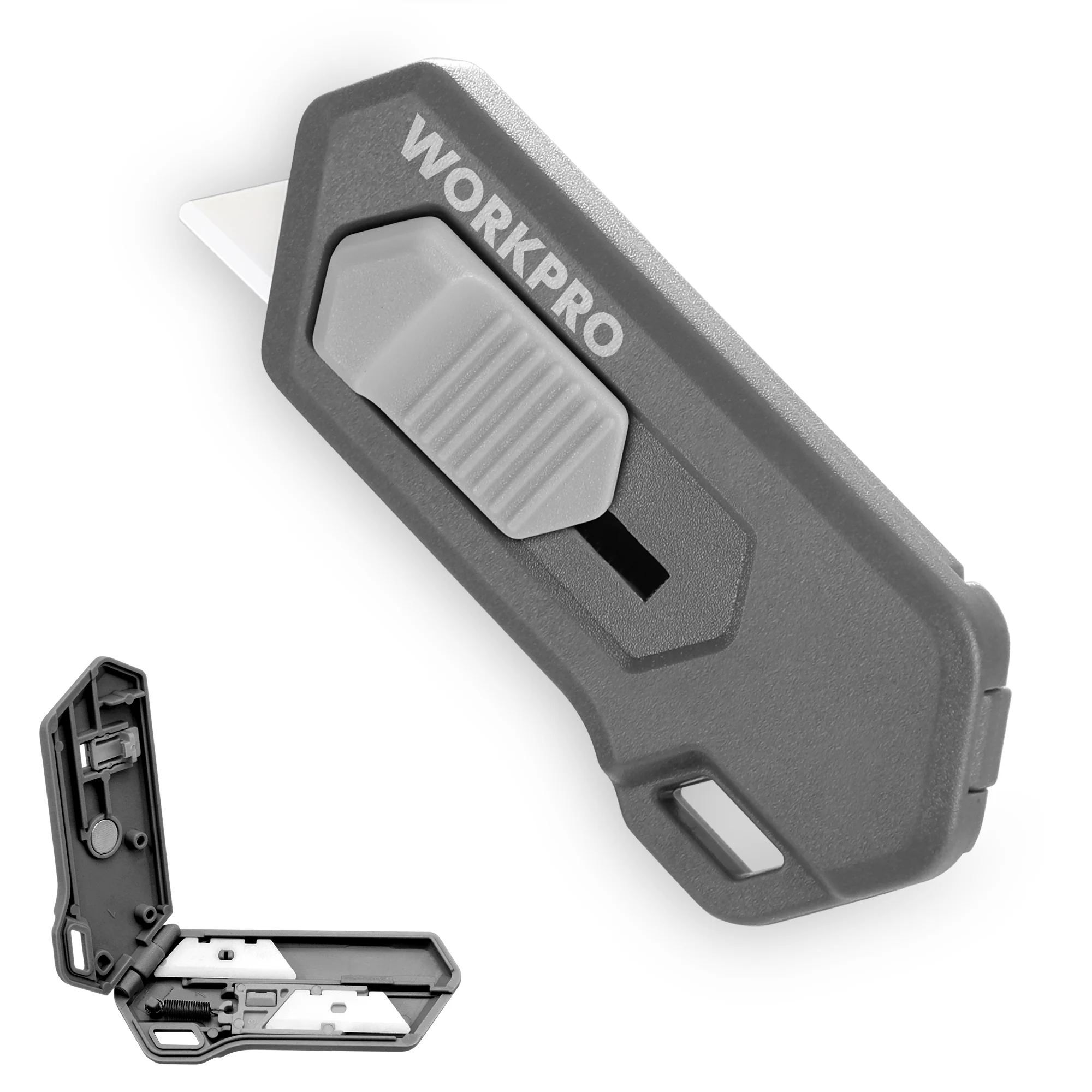 WORKPRO Ceramic Blade Magnetic Safety Cutter Includes 2 Blades, Gray