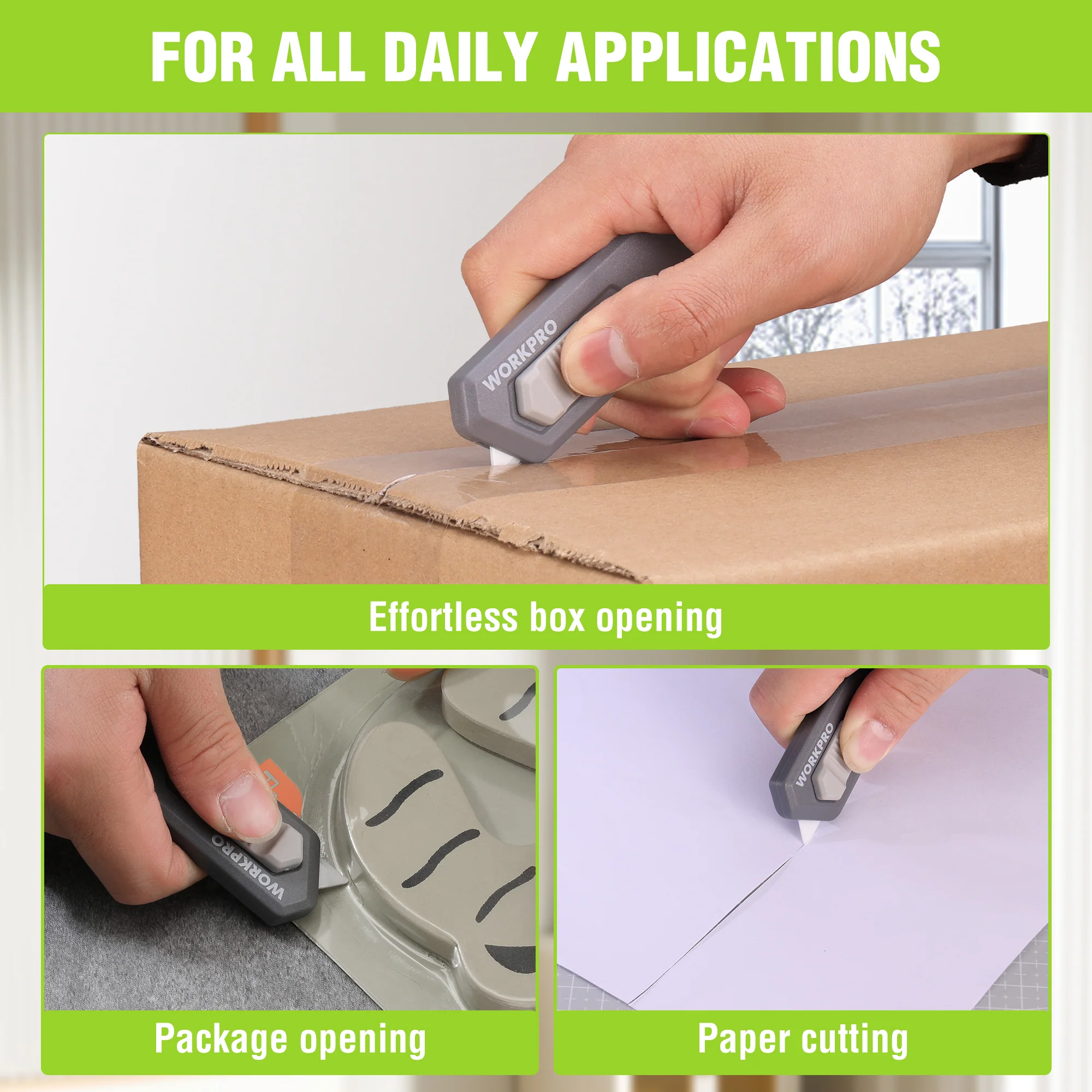 WORKPRO Ceramic Blade Magnetic Safety Cutter Includes 2 Blades, Gray - Image 5