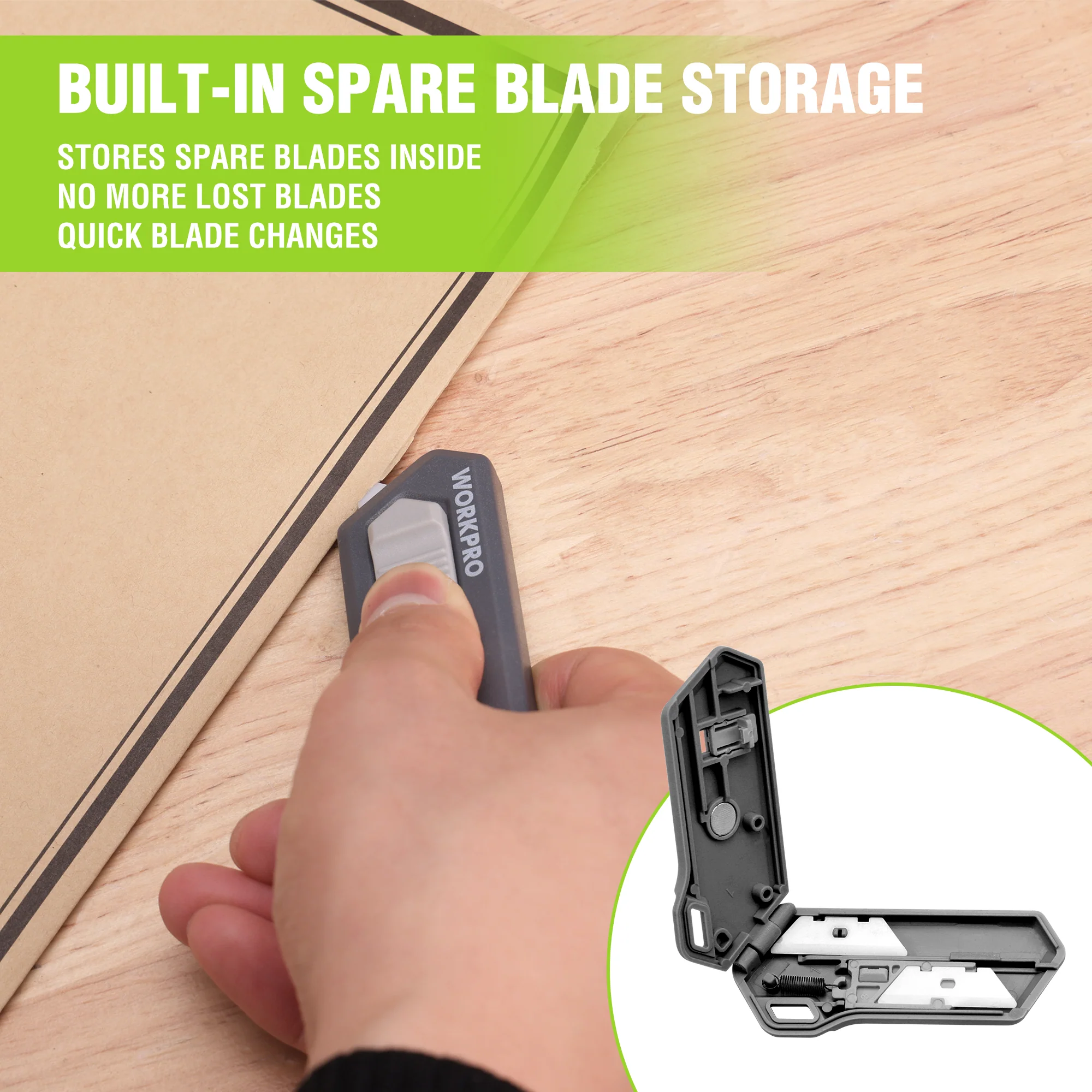WORKPRO Ceramic Blade Magnetic Safety Cutter Includes 2 Blades, Gray - Image 7