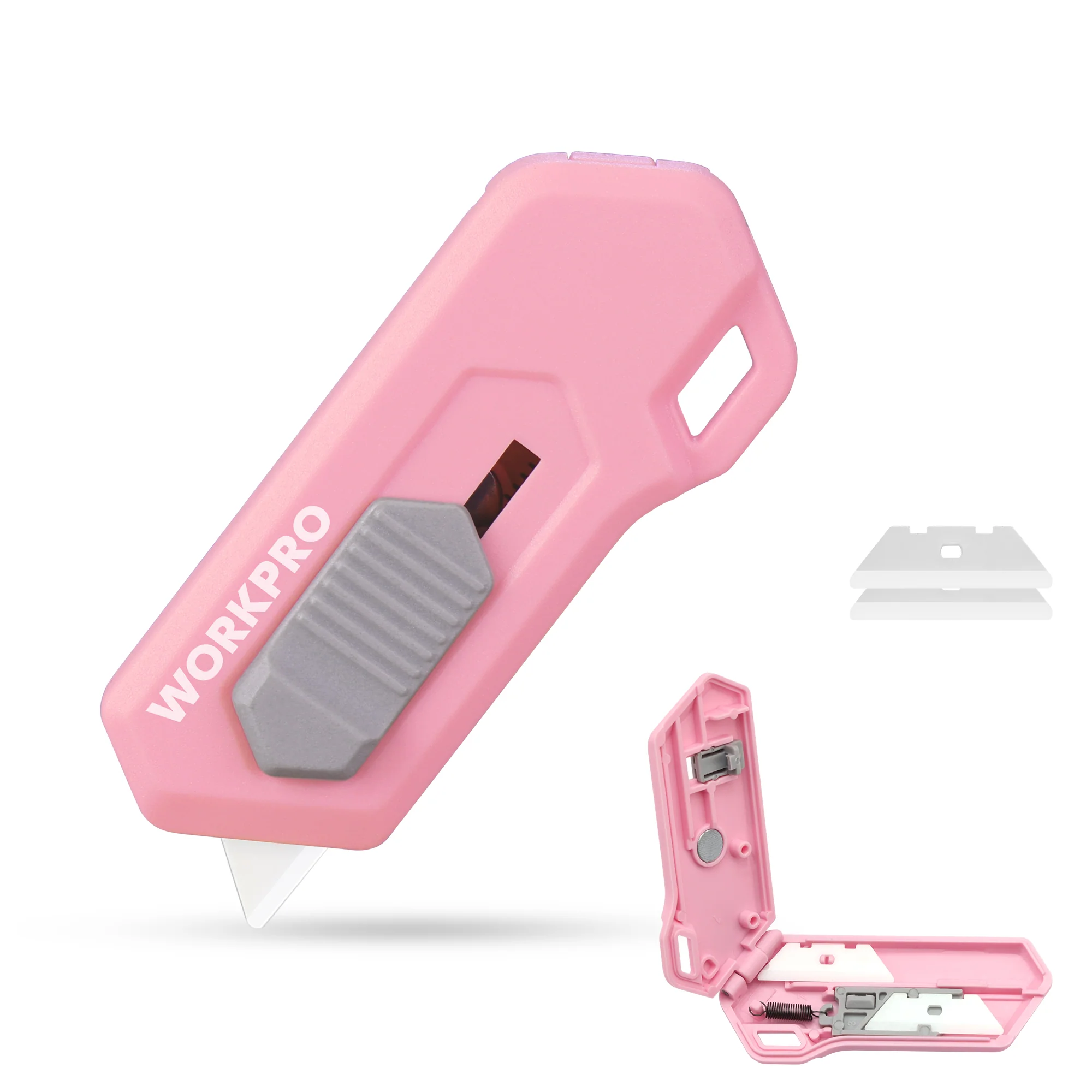 WORKPRO Ceramic Blade Magnetic Safety Cutter Includes 2 Blades, Pink - Image 2