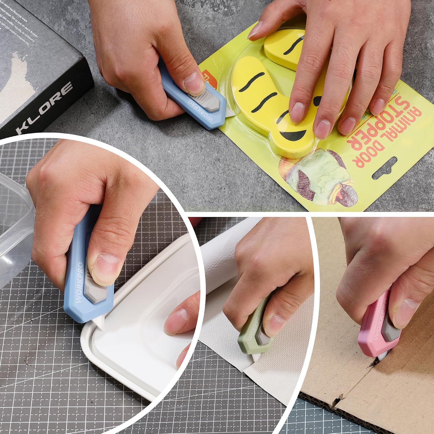 WORKPRO Ceramic Small Safety Box Cutter, Automatic Rebound Mini Letter Opener, Quick Change Retractable Blade Razor Knife, with Extra Blades - Image 8